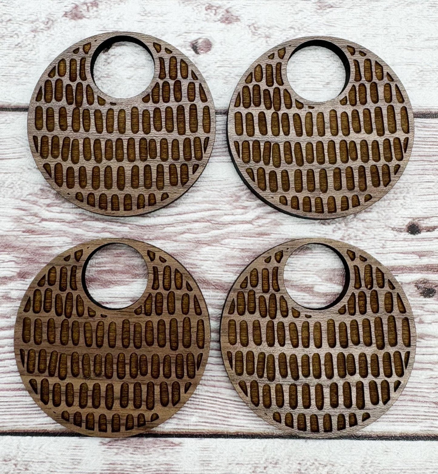 Engraved Chunky Oval Hoop Walnut Earring Blanks, DIY Jewelry Making