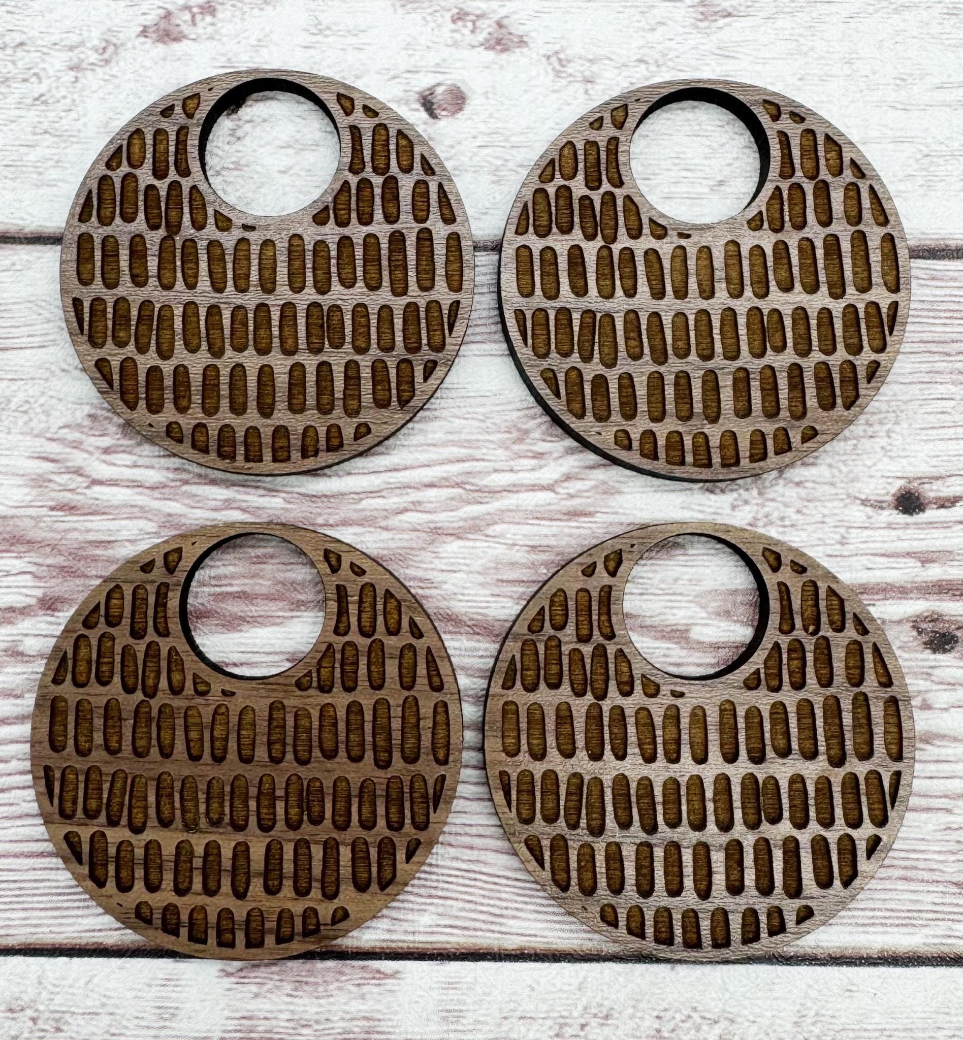Engraved Chunky Oval Hoop Walnut Earring Blanks, DIY Jewelry Making
