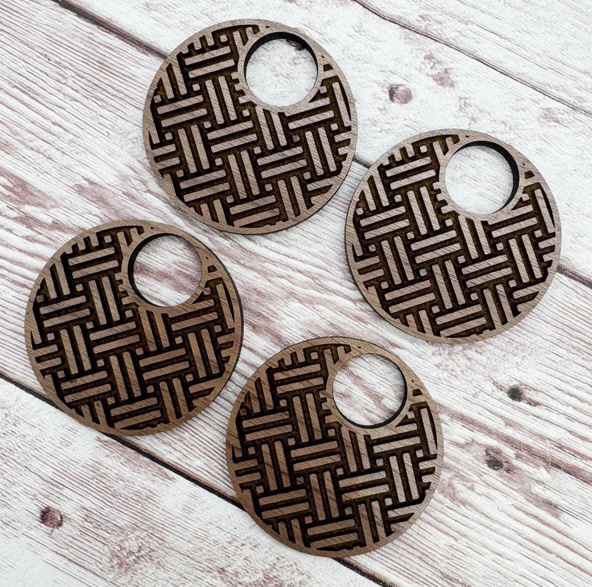 Engraved Cross Stitch Hoop Walnut Earring Blanks, DIY Jewelry Making