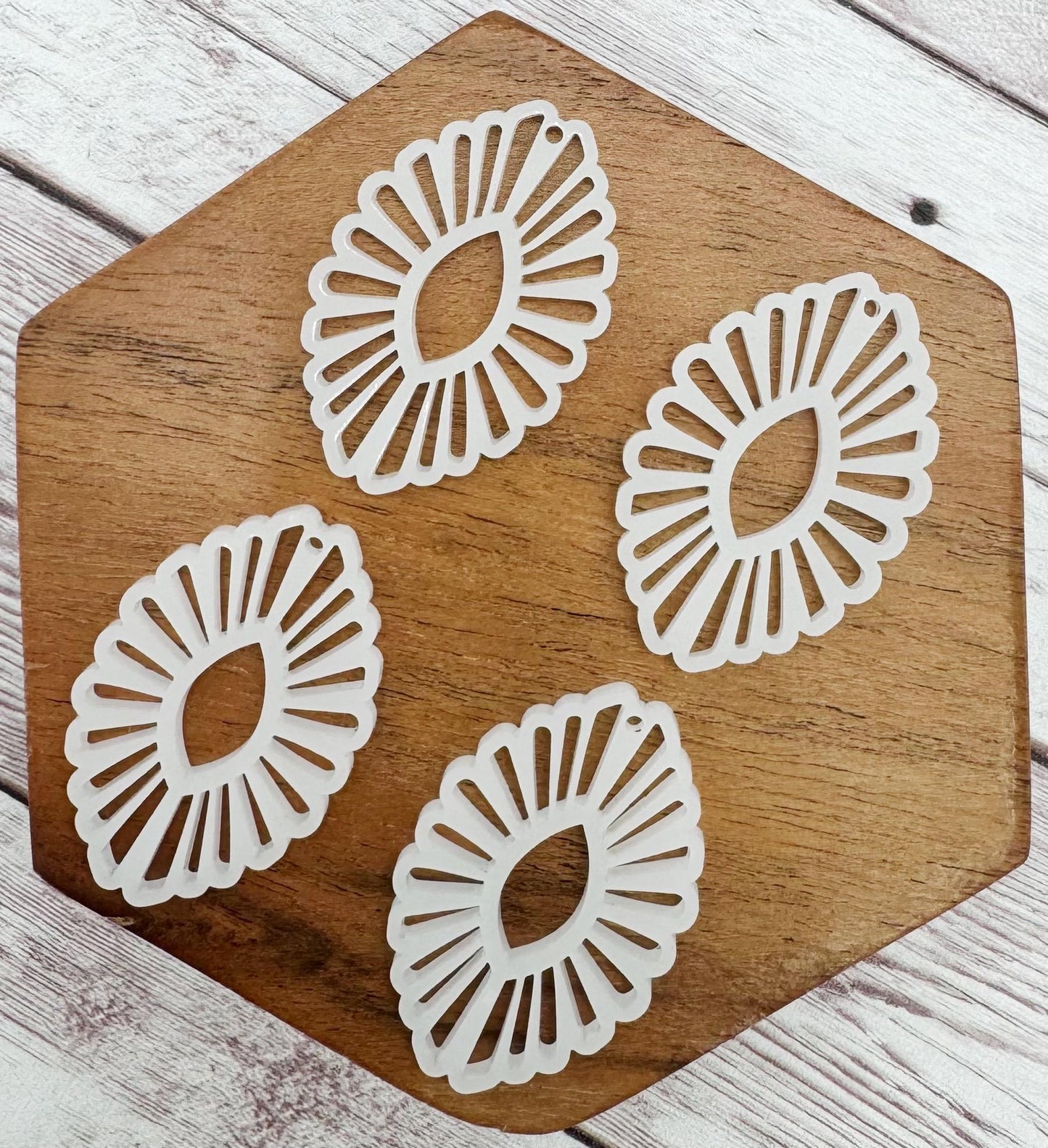 Milky White Flower Oval Acrylic Earring Blanks, DIY Jewelry Making