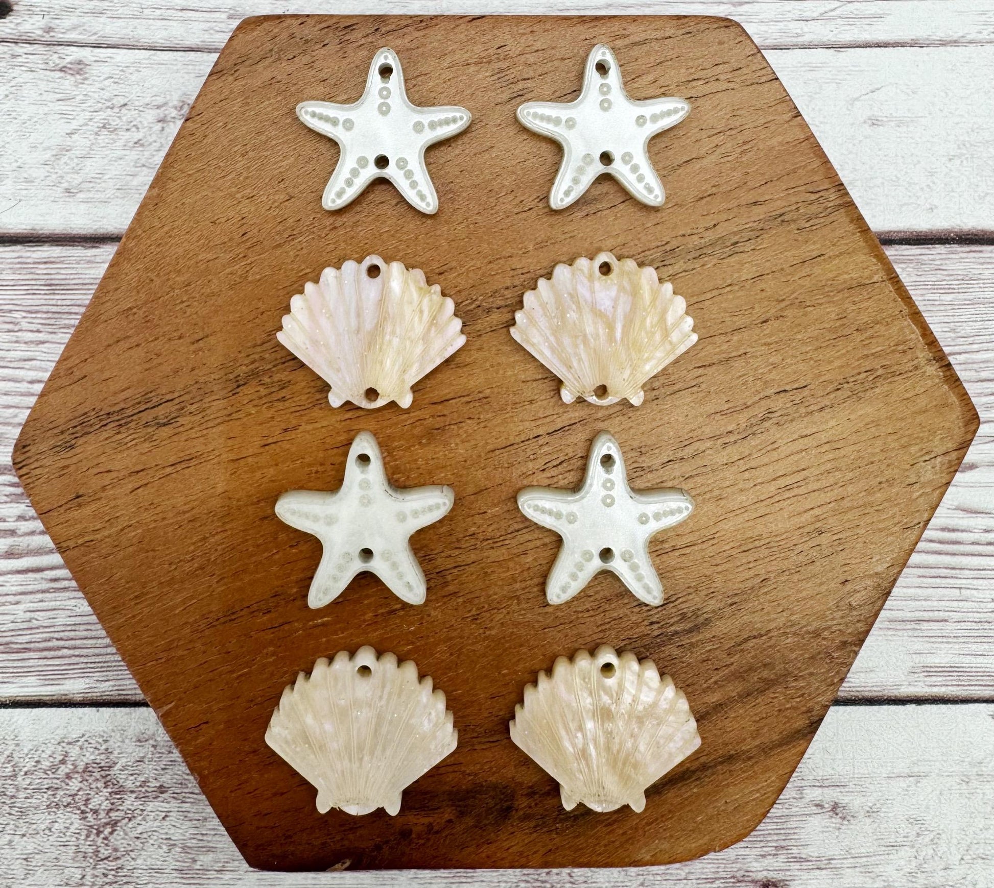 Starfish and Copper Shell Ocean Beach Acrylic Set Earring Blanks, DIY Jewelry Making