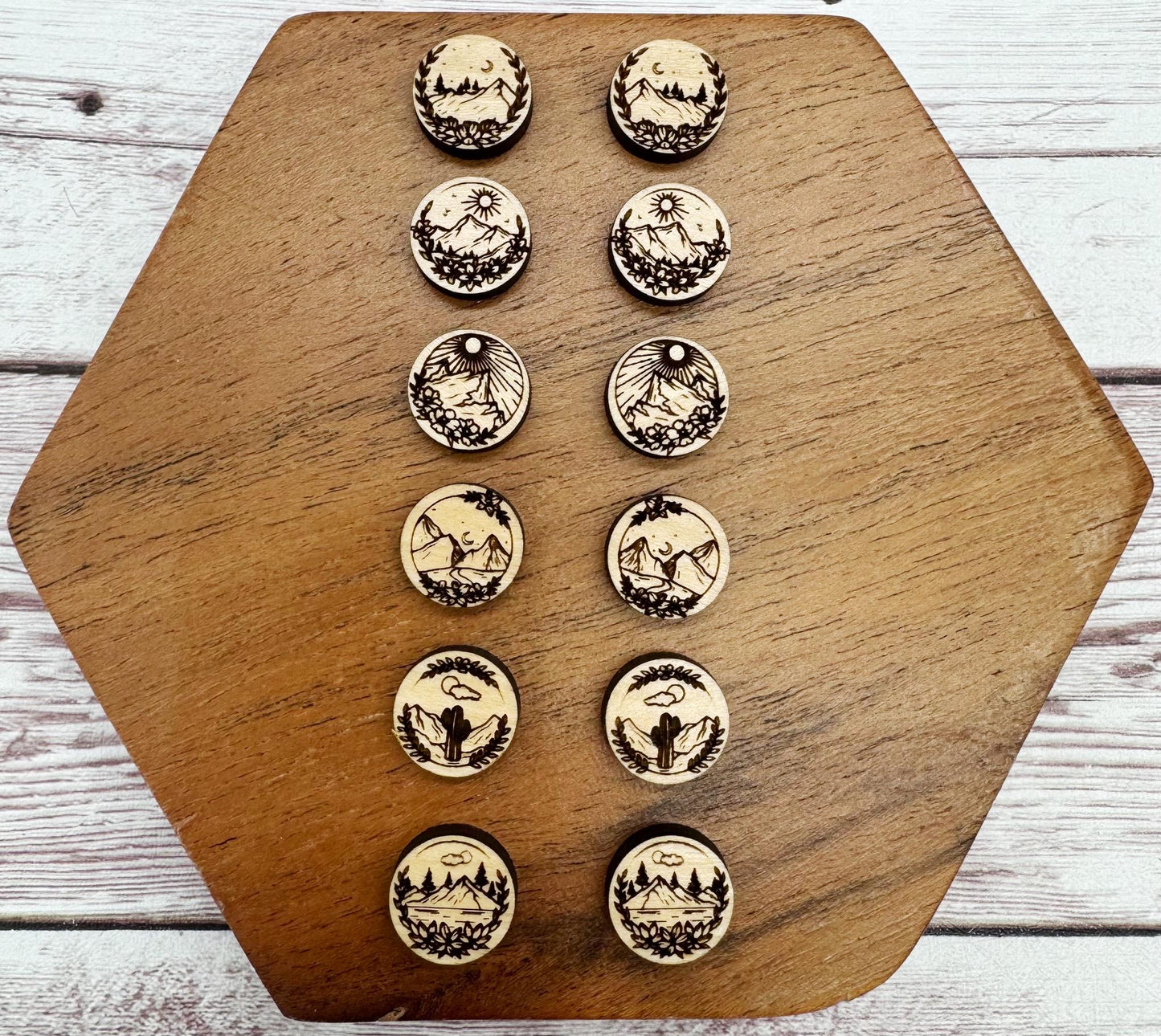 Engraved Outdoors Stud Earring Blanks Set of 6 Pair, DIY Jewelry Making