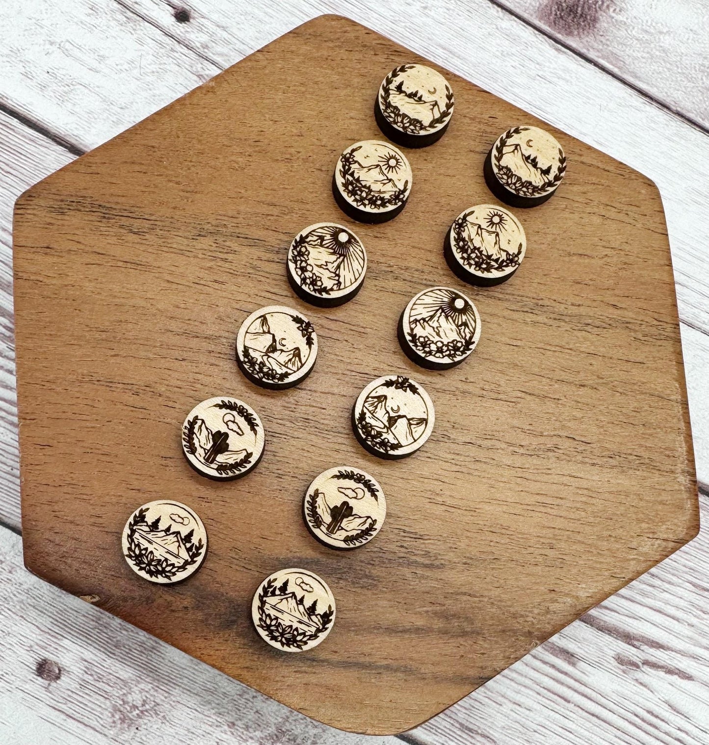 Engraved Outdoors Stud Earring Blanks Set of 6 Pair, DIY Jewelry Making