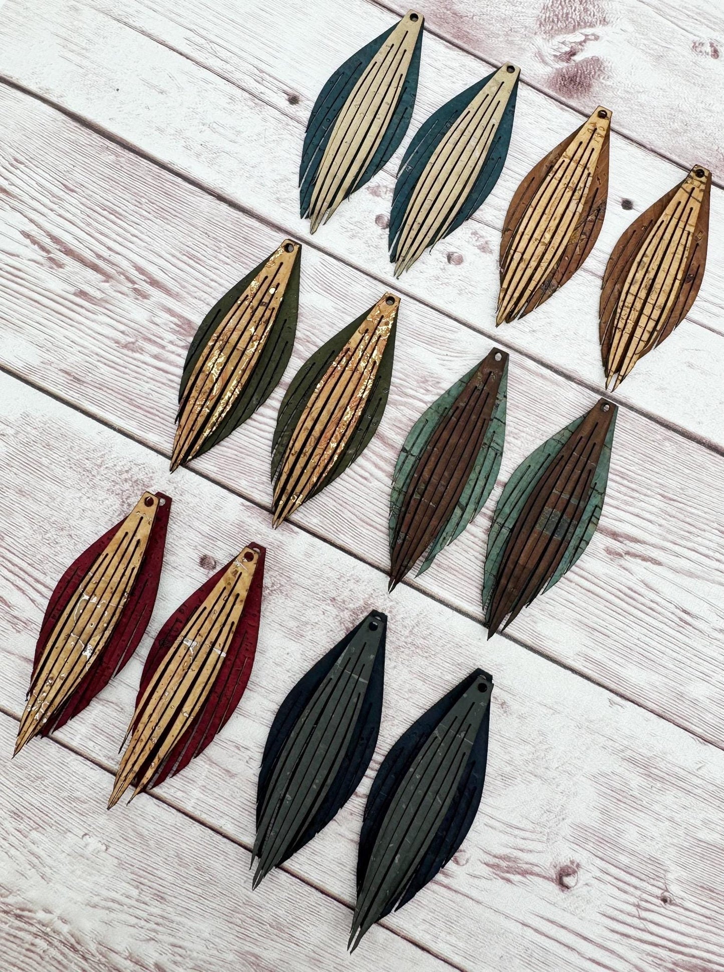 Set of 3 Pair Cork Fabric Fringe Earring Blank Random Mystery Sets, DIY Jewelry Making