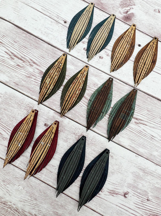 Set of 3 Pair Cork Fabric Fringe Earring Blank Random Mystery Sets, DIY Jewelry Making
