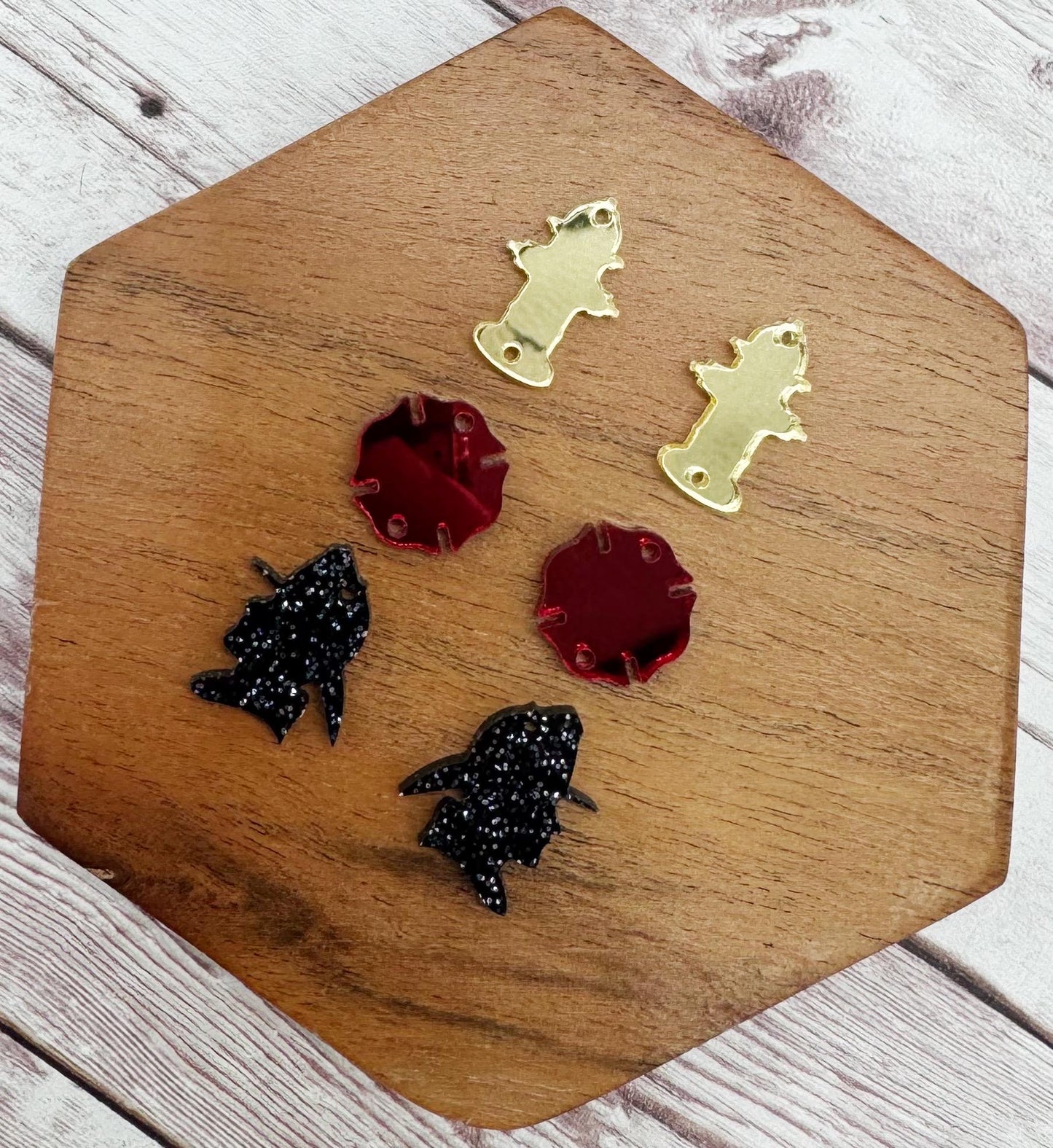 Fireman Firefighter Acrylic Trio Earring Blanks, DIY Jewelry Making