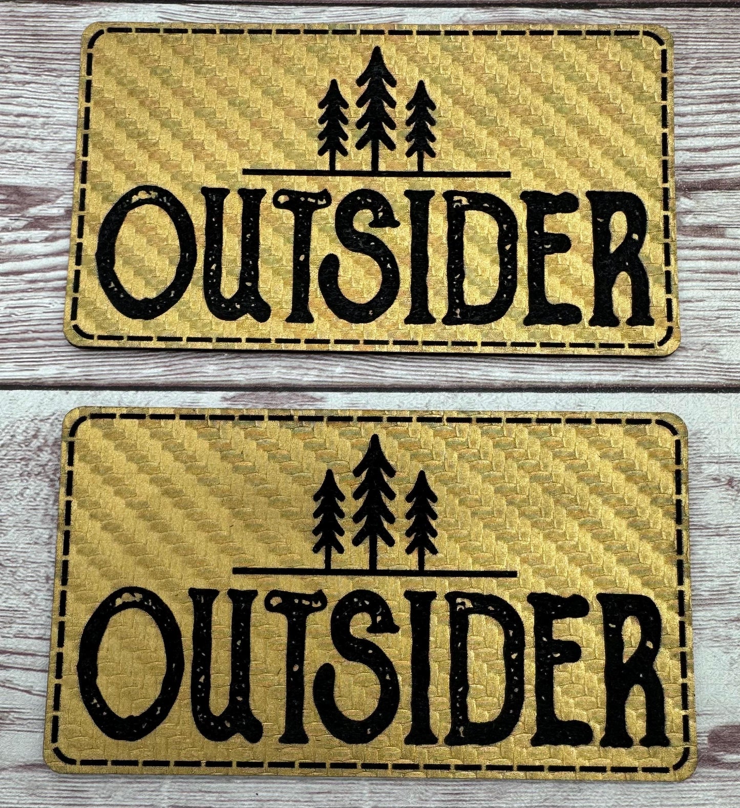 Gold Patterned Outsider Outdoor Hiking Hat Patch with Adhesive Backing, Hat Bar Making, DIY