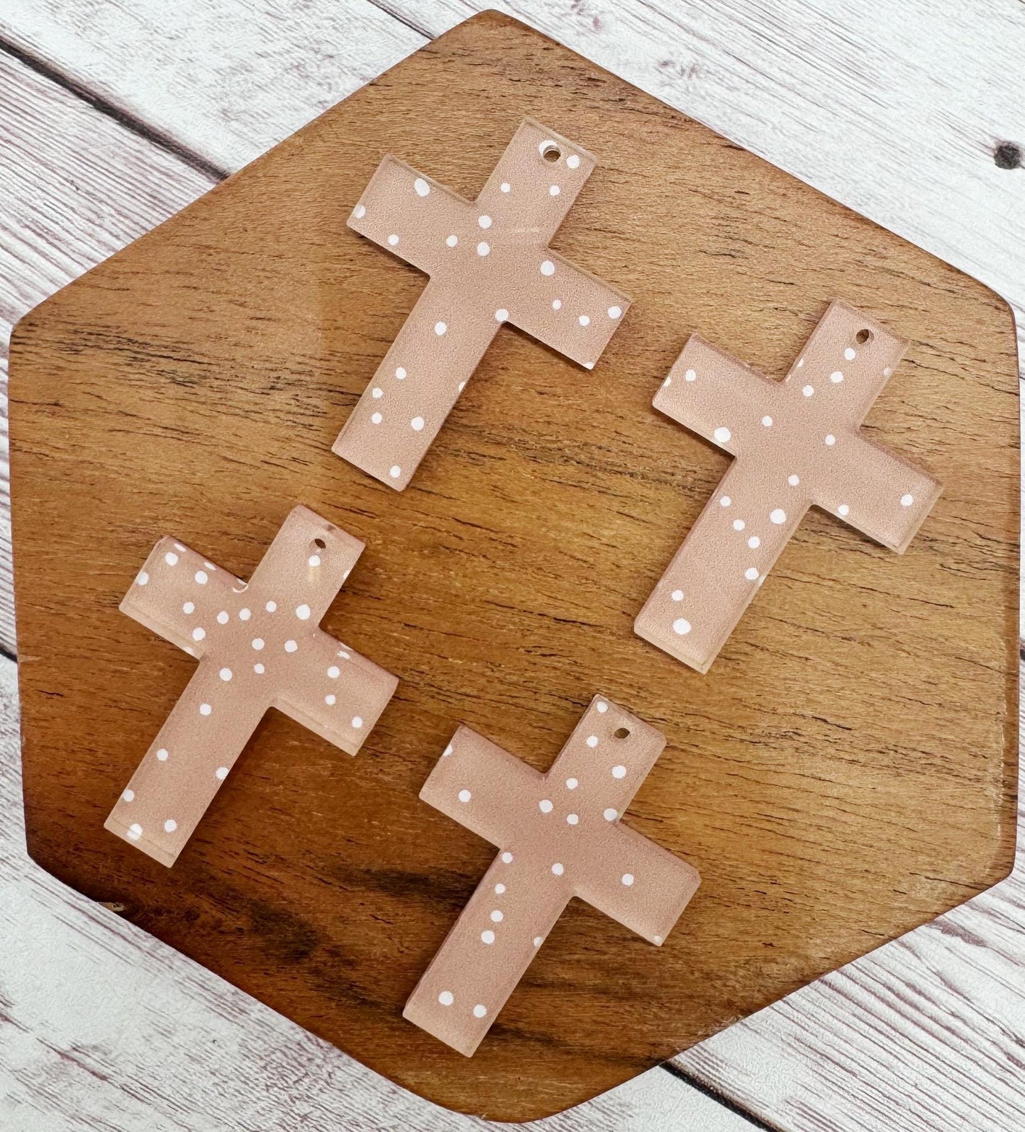 Patterned Clay Polka Dot Acrylic Cross Earring Blanks, DIY Jewelry Making