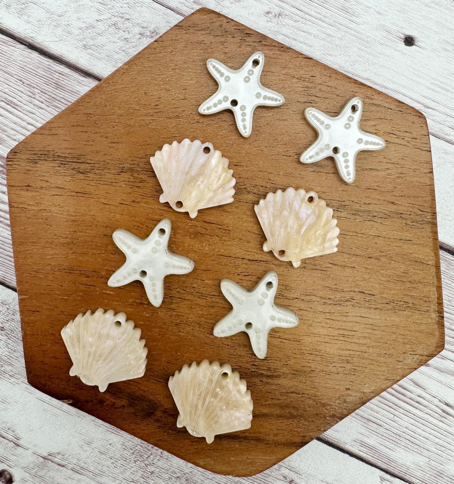 Starfish and Copper Shell Ocean Beach Acrylic Set Earring Blanks, DIY Jewelry Making