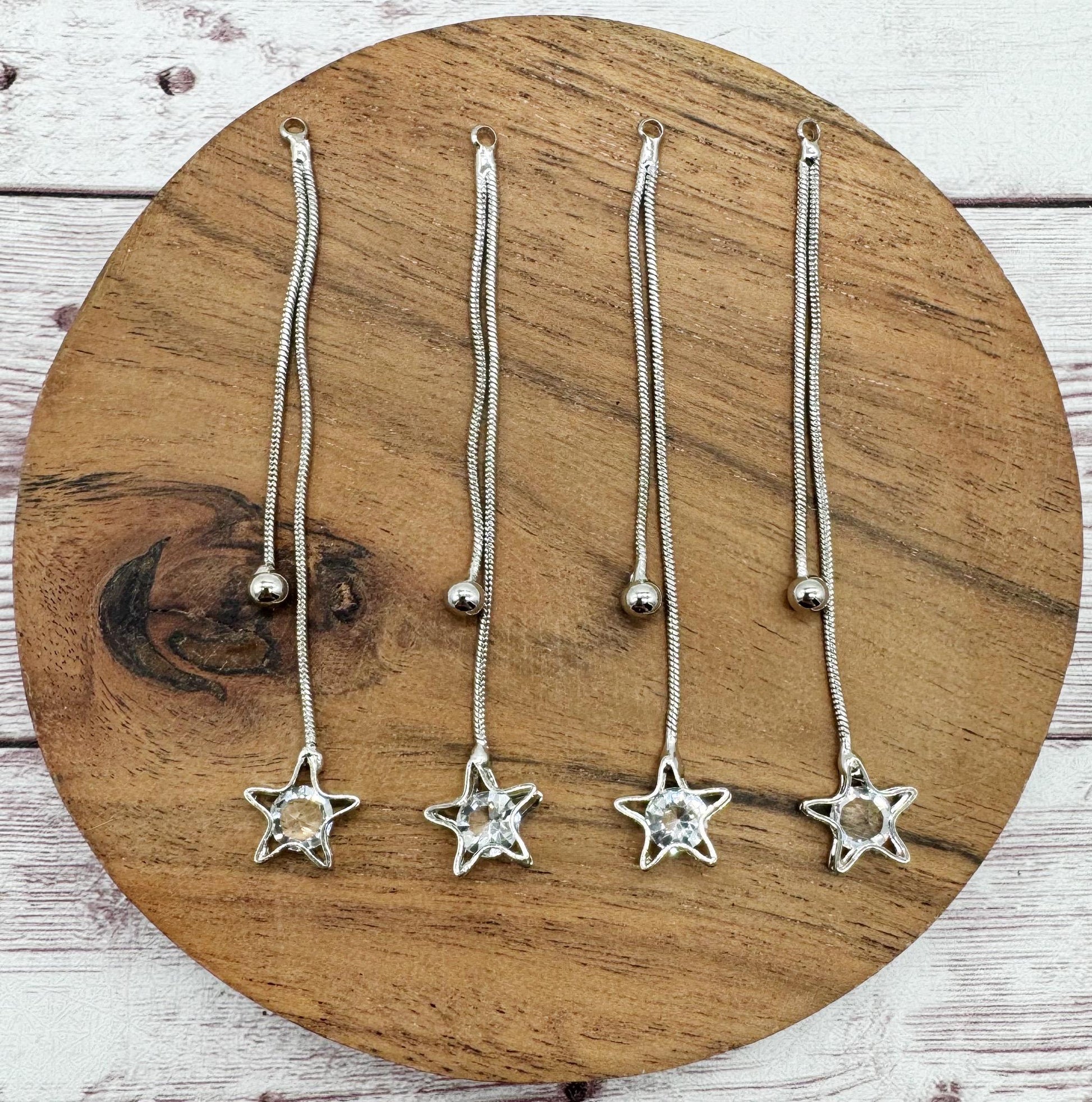 Star Pendant Earring Charms, Jewelry Making, Earring Findings, Set of 2 Pair, DIY Jewelry Making