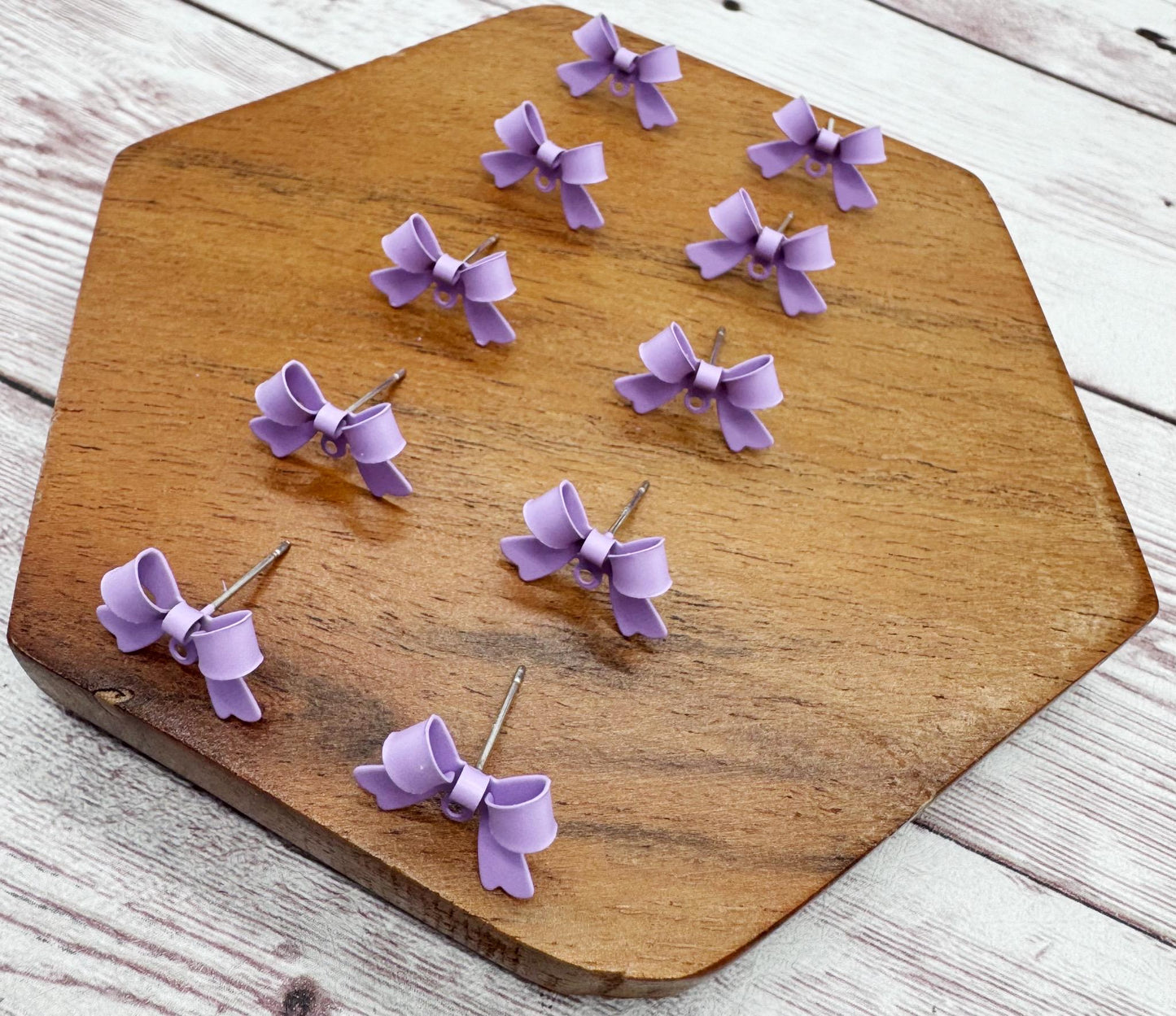 Lavender Bow Stud Connectors, Jewelry Making, Earring Findings, Set of 5 Pair, DIY Jewelry Making