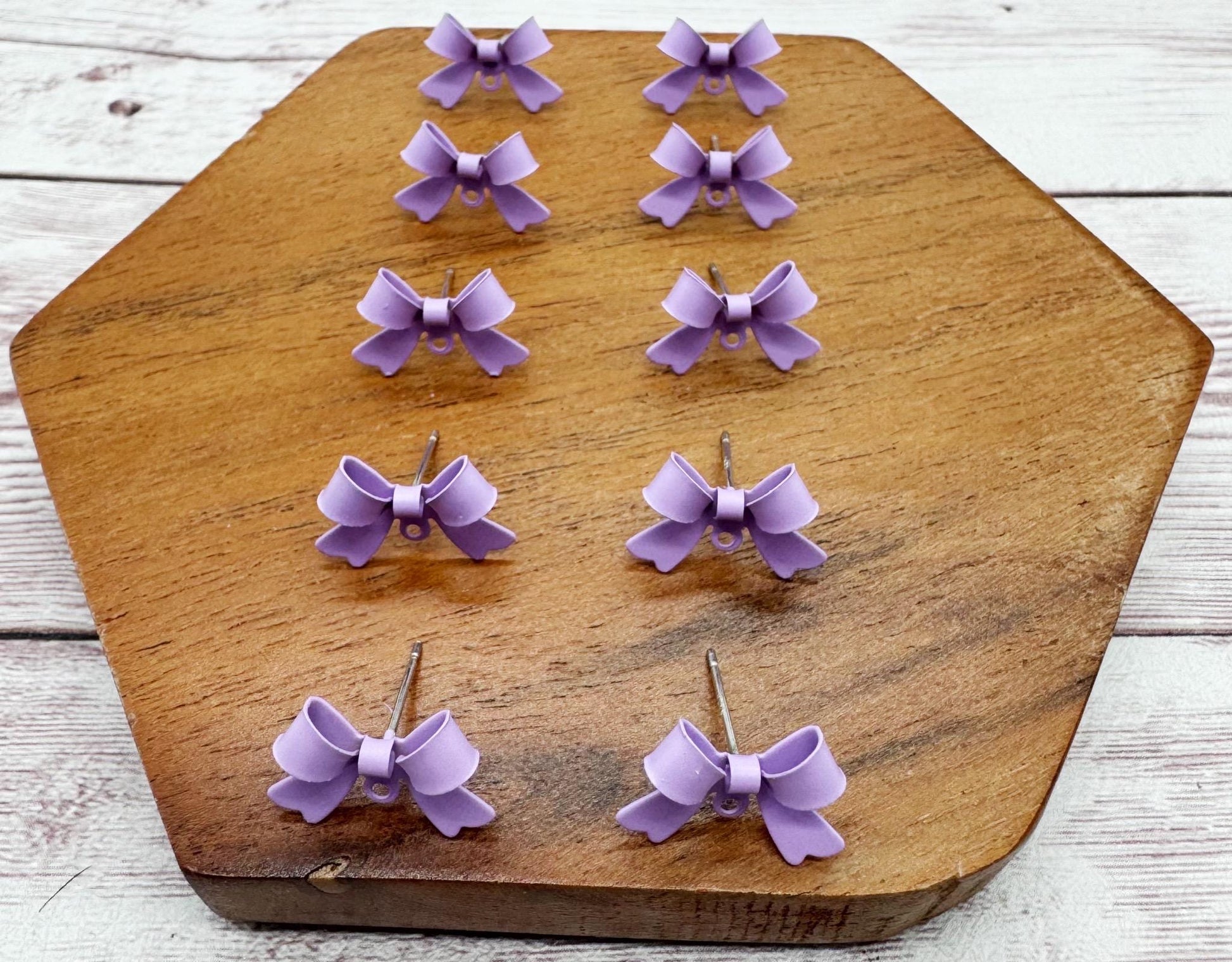 Lavender Bow Stud Connectors, Jewelry Making, Earring Findings, Set of 5 Pair, DIY Jewelry Making