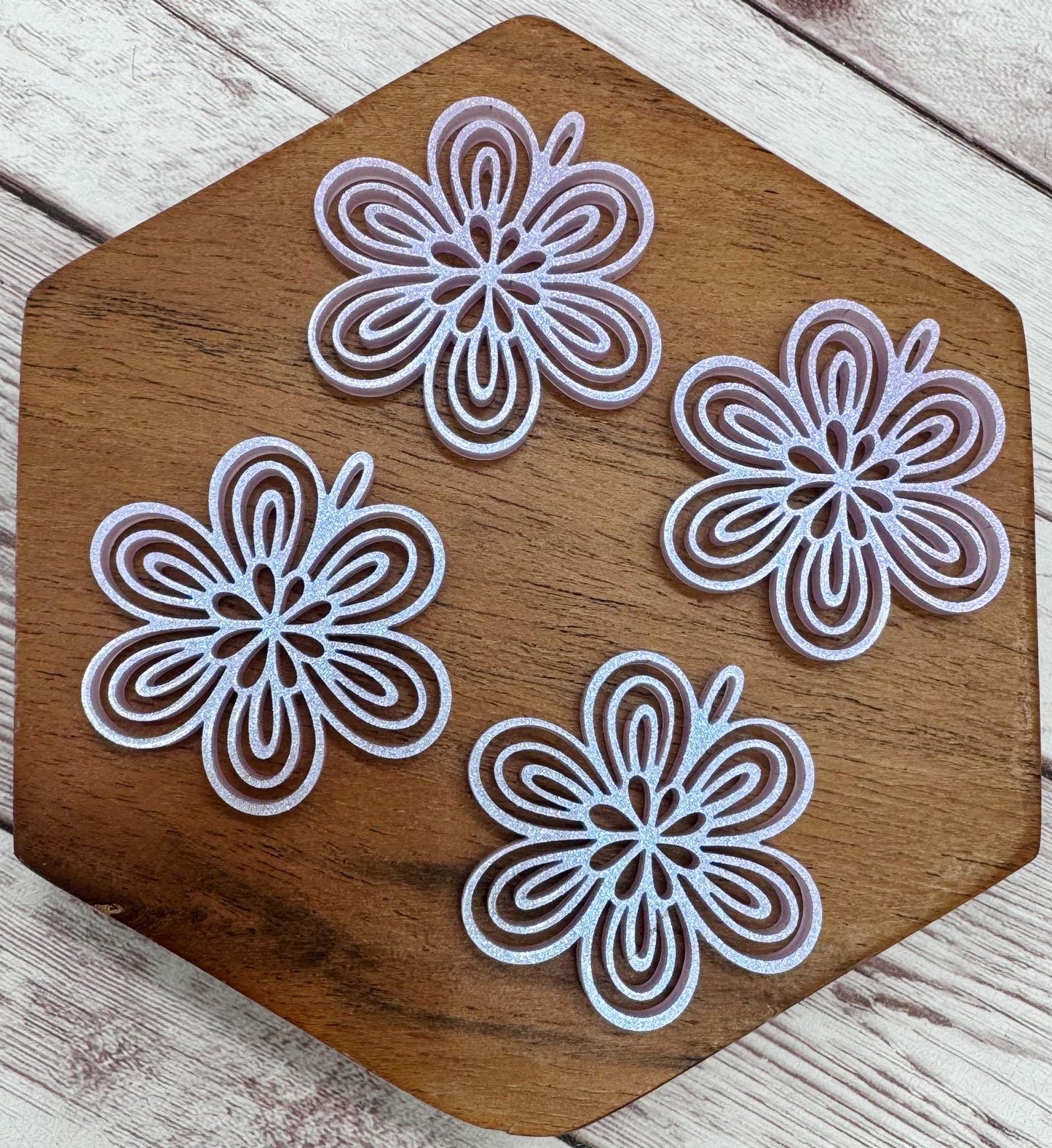 Lavender Shimmer Summer Spring Flower Acrylic Earring Blanks, DIY Jewelry Making