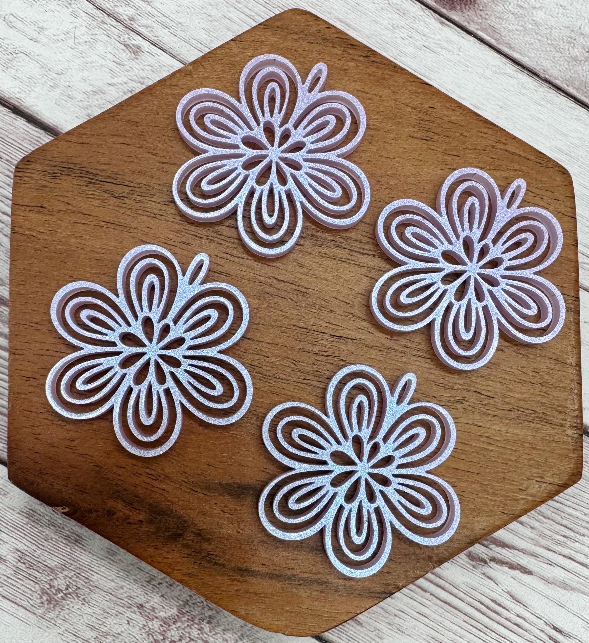 Lavender Shimmer Summer Spring Flower Acrylic Earring Blanks, DIY Jewelry Making