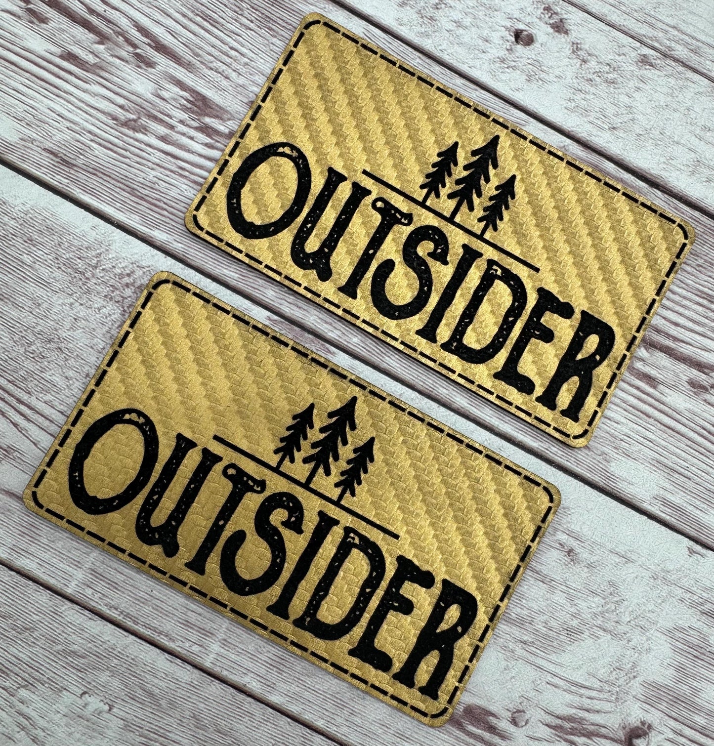 Gold Patterned Outsider Outdoor Hiking Hat Patch with Adhesive Backing, Hat Bar Making, DIY