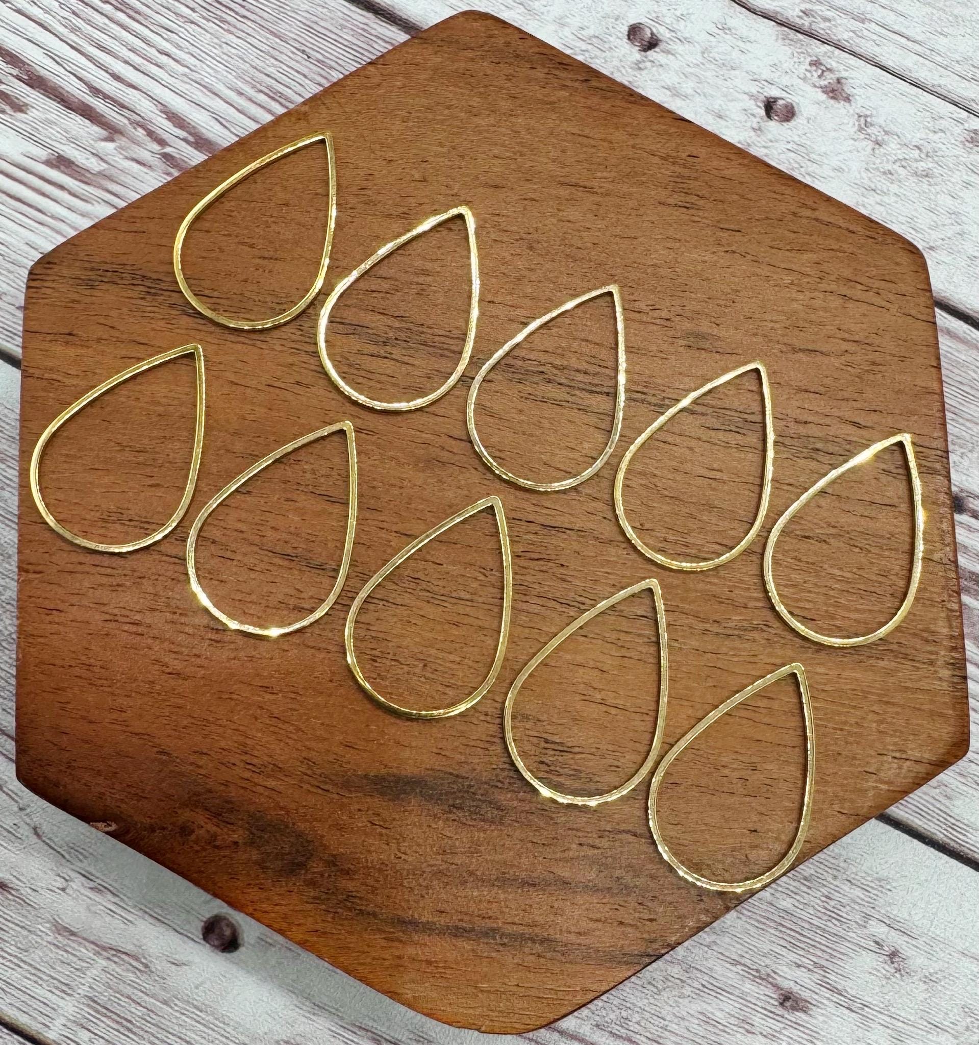 Gold Stainless Steel Open Teardrop 25x17mm Earring Connectors, Earring Findings, Set of 5 Pair DIY Jewelry Making