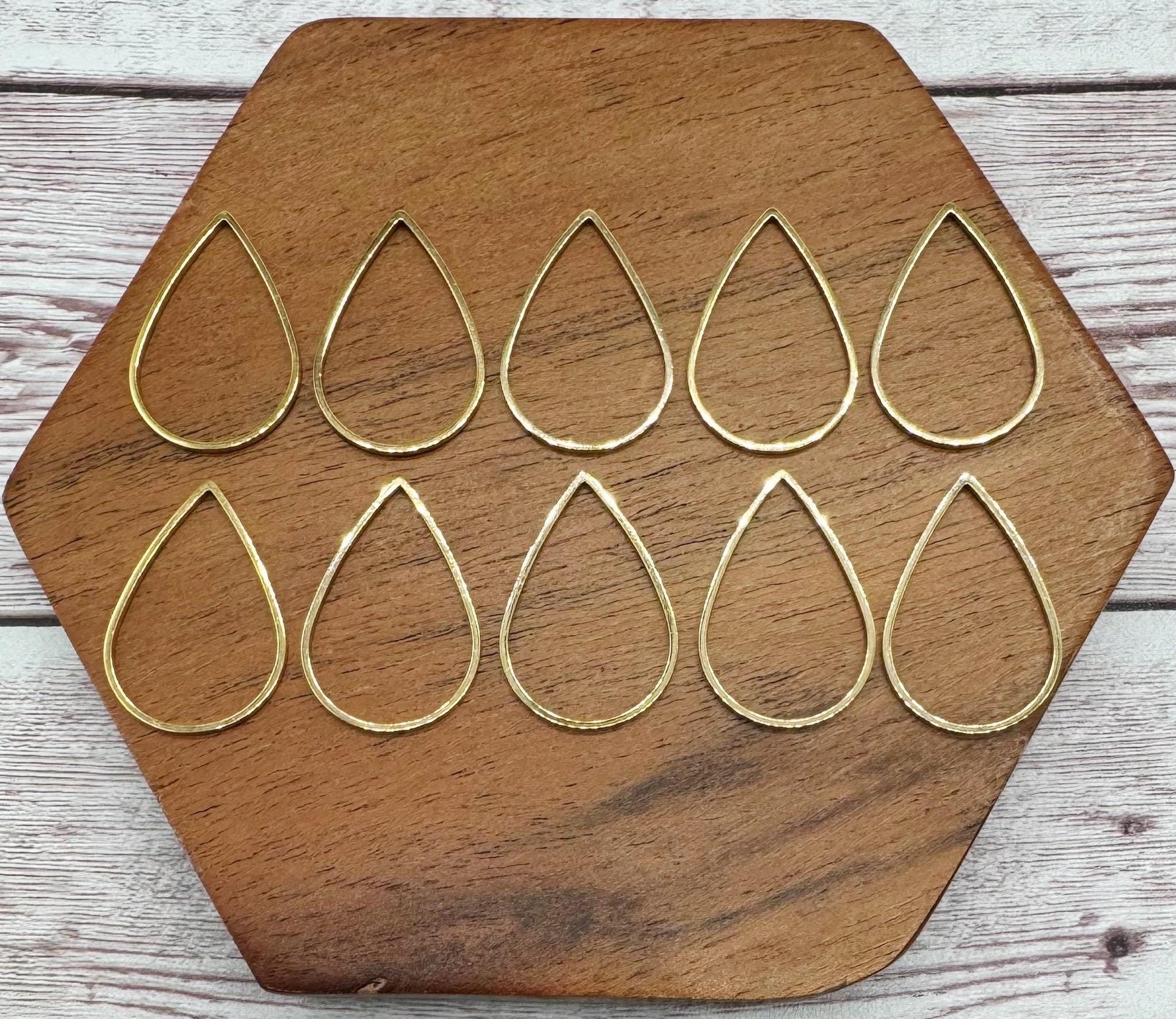 Gold Stainless Steel Open Teardrop 25x17mm Earring Connectors, Earring Findings, Set of 5 Pair DIY Jewelry Making