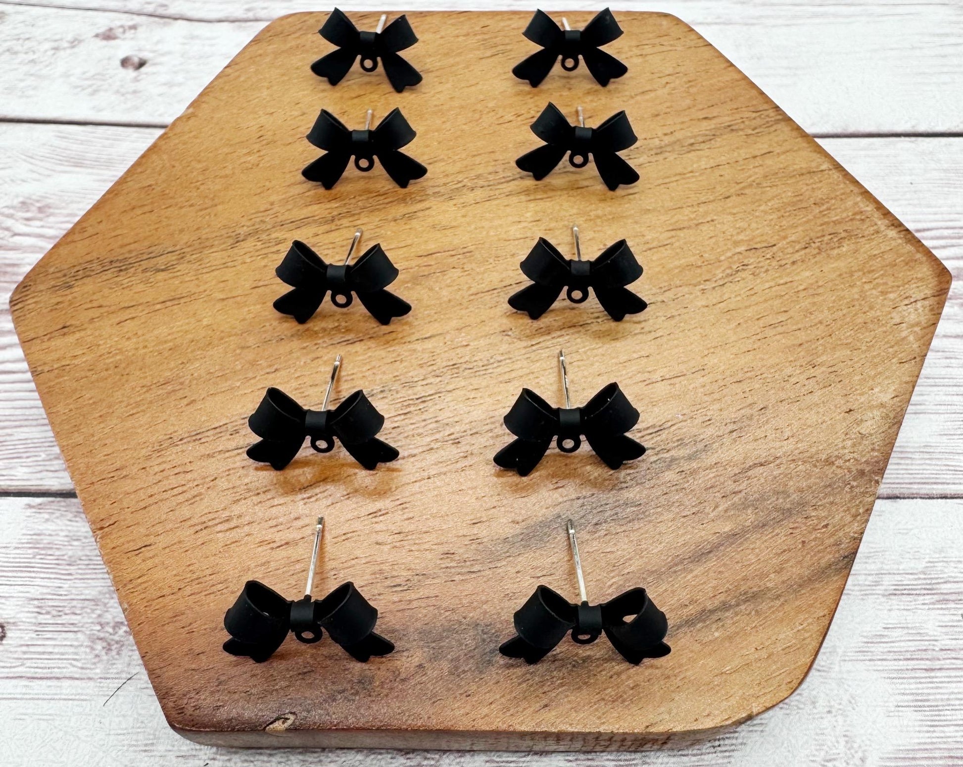 Black Bow Stud Connectors, Jewelry Making, Earring Findings, Set of 5 Pair, DIY Jewelry Making