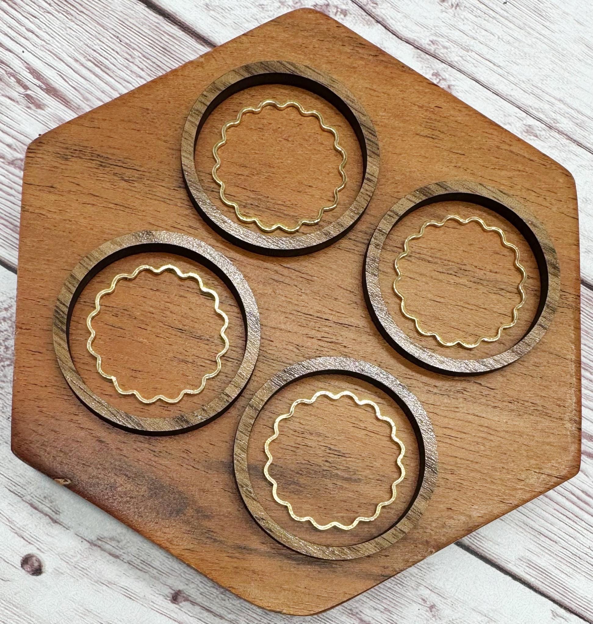 Finished Walnut Hoop and Light Gold Wavy Hoop Earring Blank Set, DIY Jewelry Making