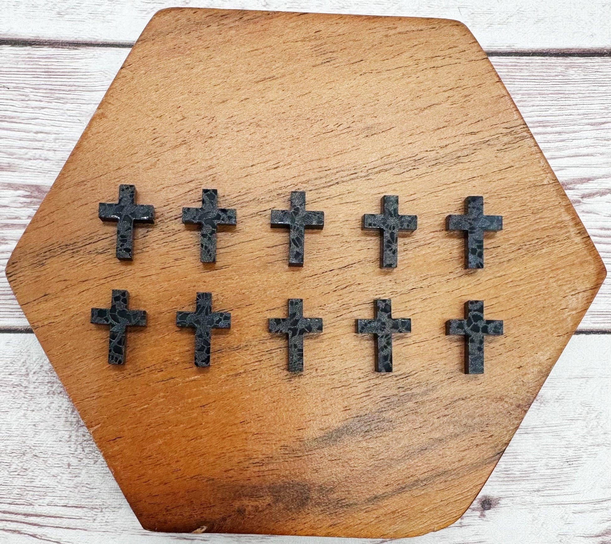 Black Lace Print Cross Acrylic Stud Earring Blanks Set of 5 Pair DIY Jewelry Making