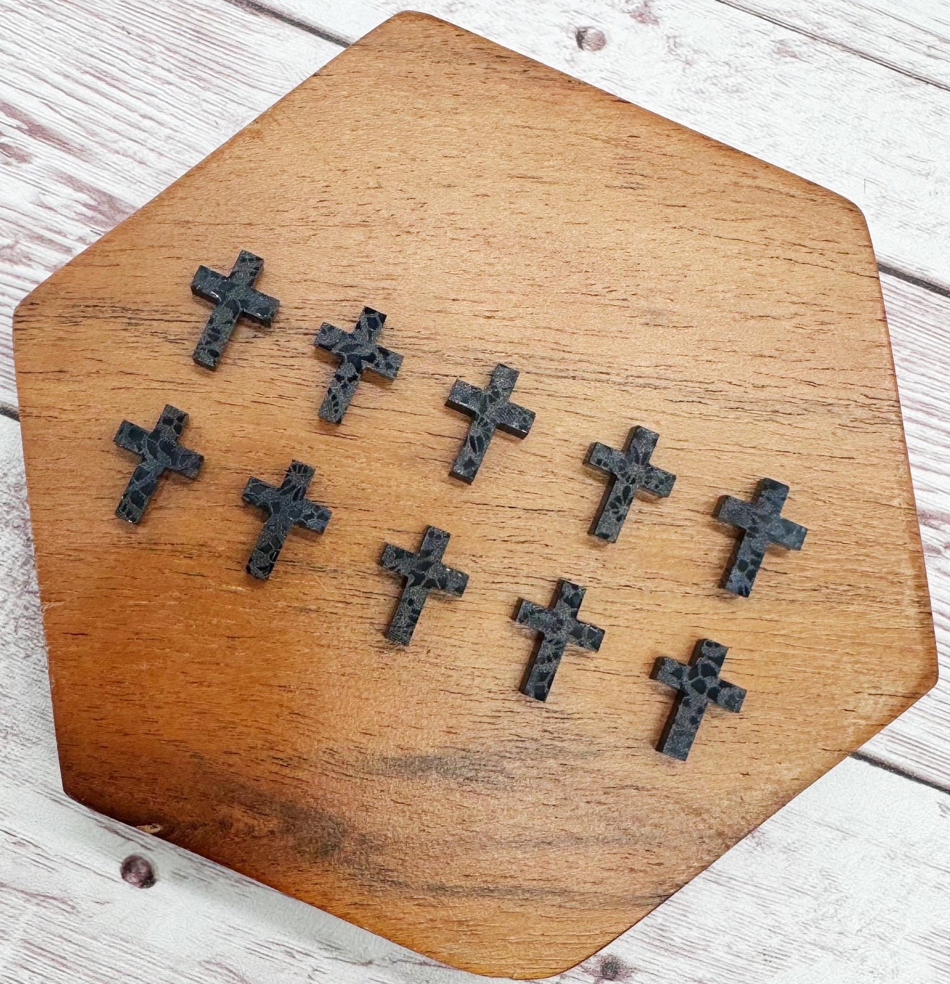 Black Lace Print Cross Acrylic Stud Earring Blanks Set of 5 Pair DIY Jewelry Making