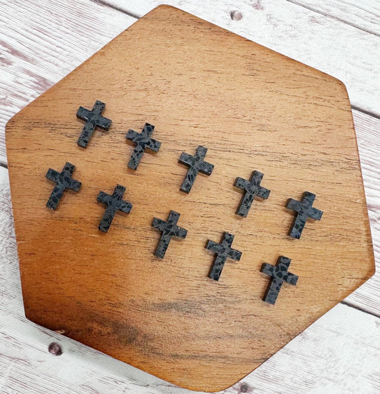 Black Lace Print Cross Acrylic Stud Earring Blanks Set of 5 Pair DIY Jewelry Making