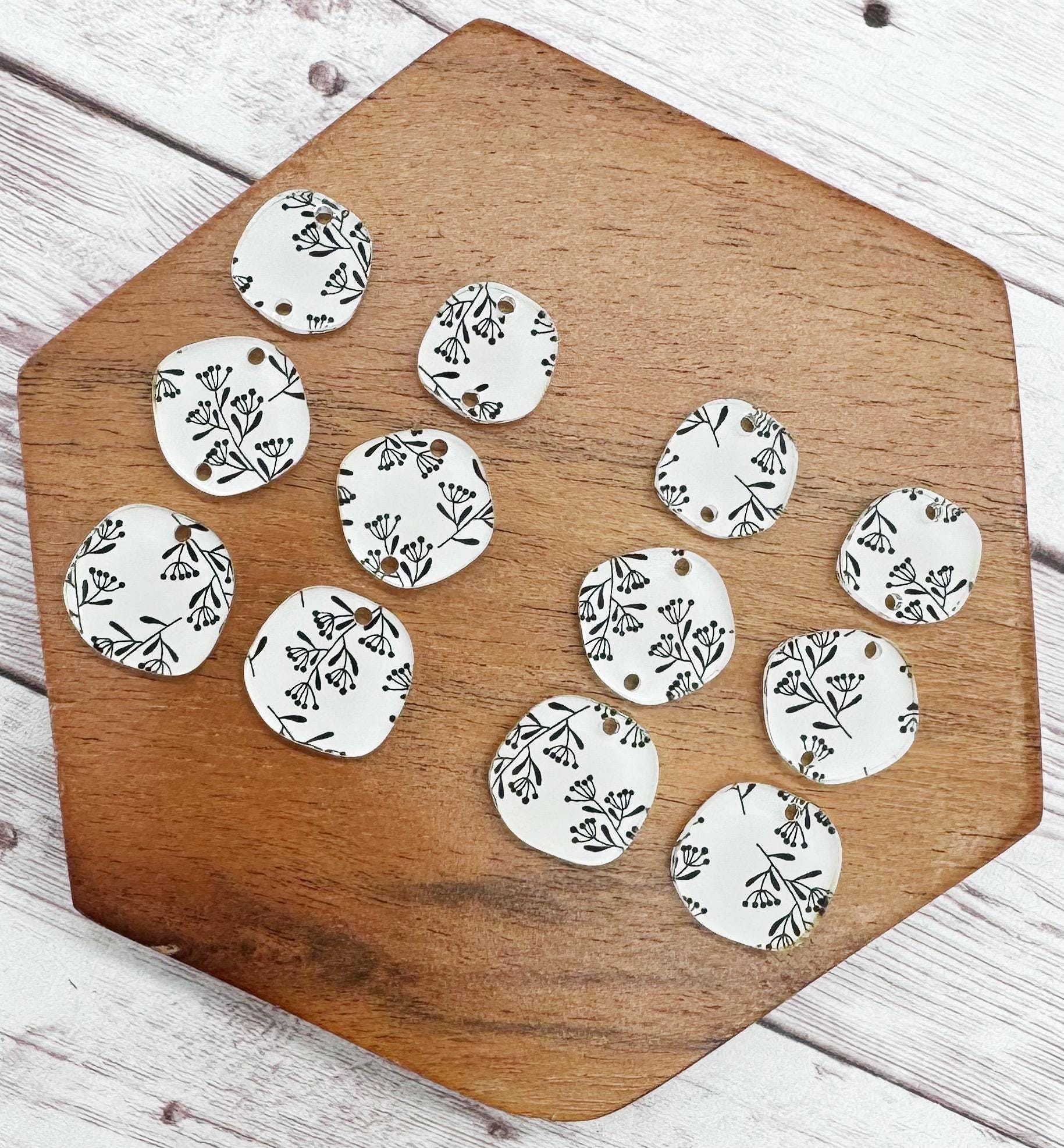 Black and White Whisperberry Print Acrylic Trio Set Earring Blanks, DIY Jewelry Making