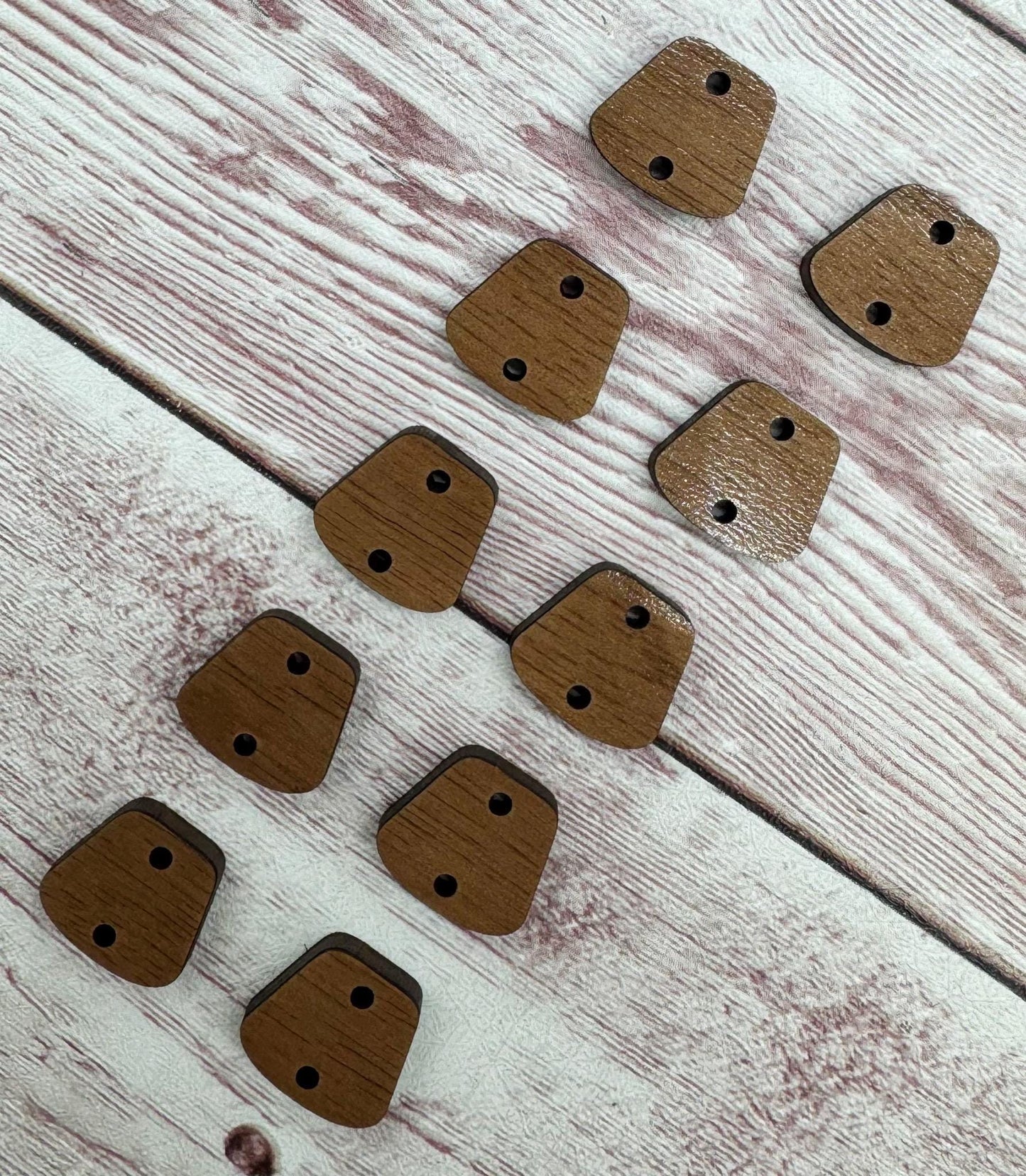 Wood Trapezoid Earring Connectors Set of 5 Pair, Finished Walnut Blank, DIY Jewelry Making
