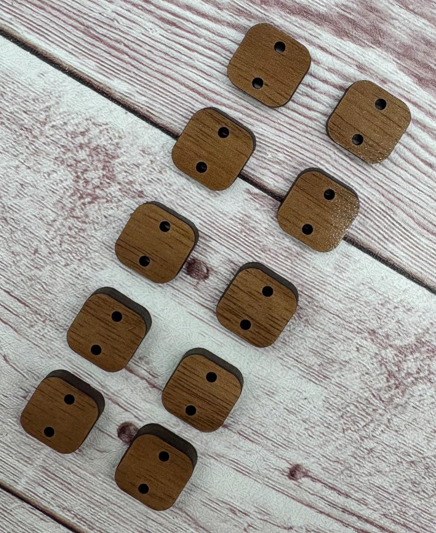 Wood Square Earring Connectors Set of 5 Pair, Finished Walnut Blank, DIY Jewelry Making