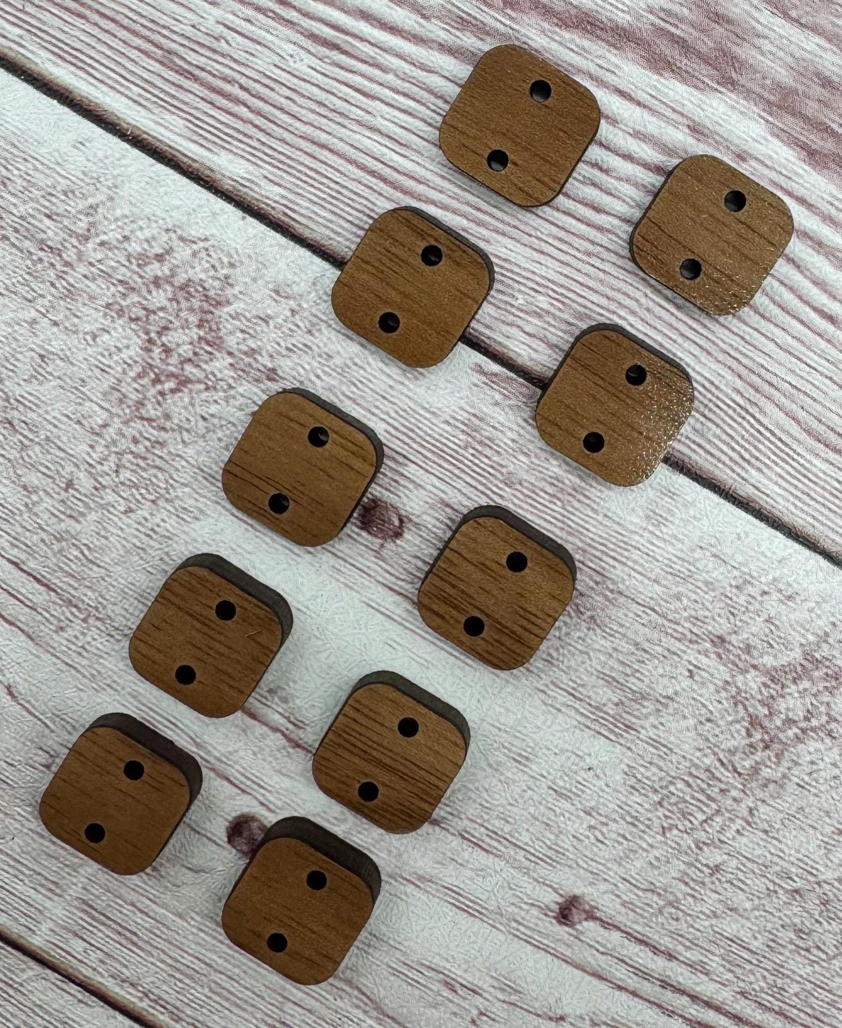 Wood Square Earring Connectors Set of 5 Pair, Finished Walnut Blank, DIY Jewelry Making