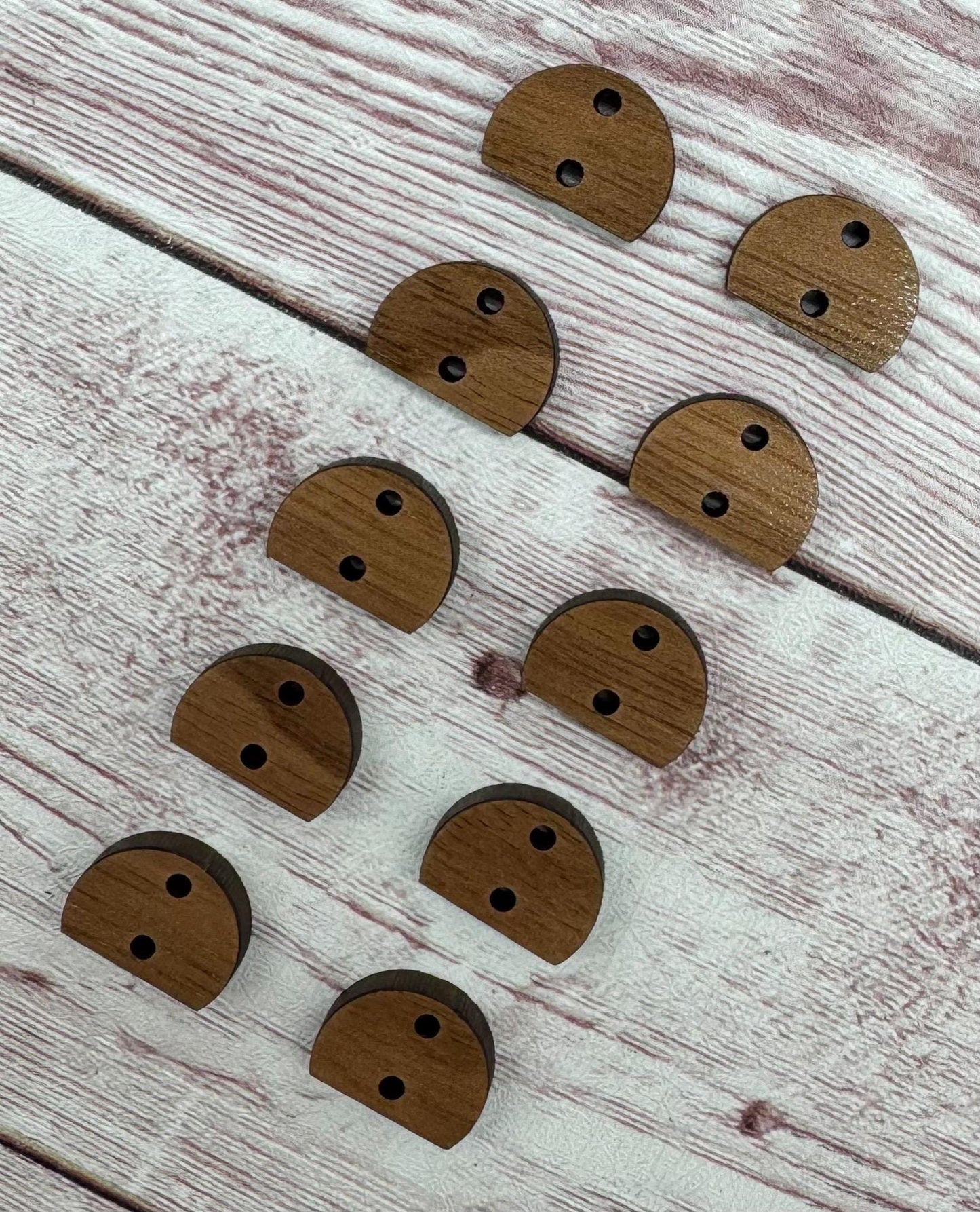 Wood Semi Circle Earring Connectors Set of 5 Pair, Finished Walnut Blank, DIY Jewelry Making