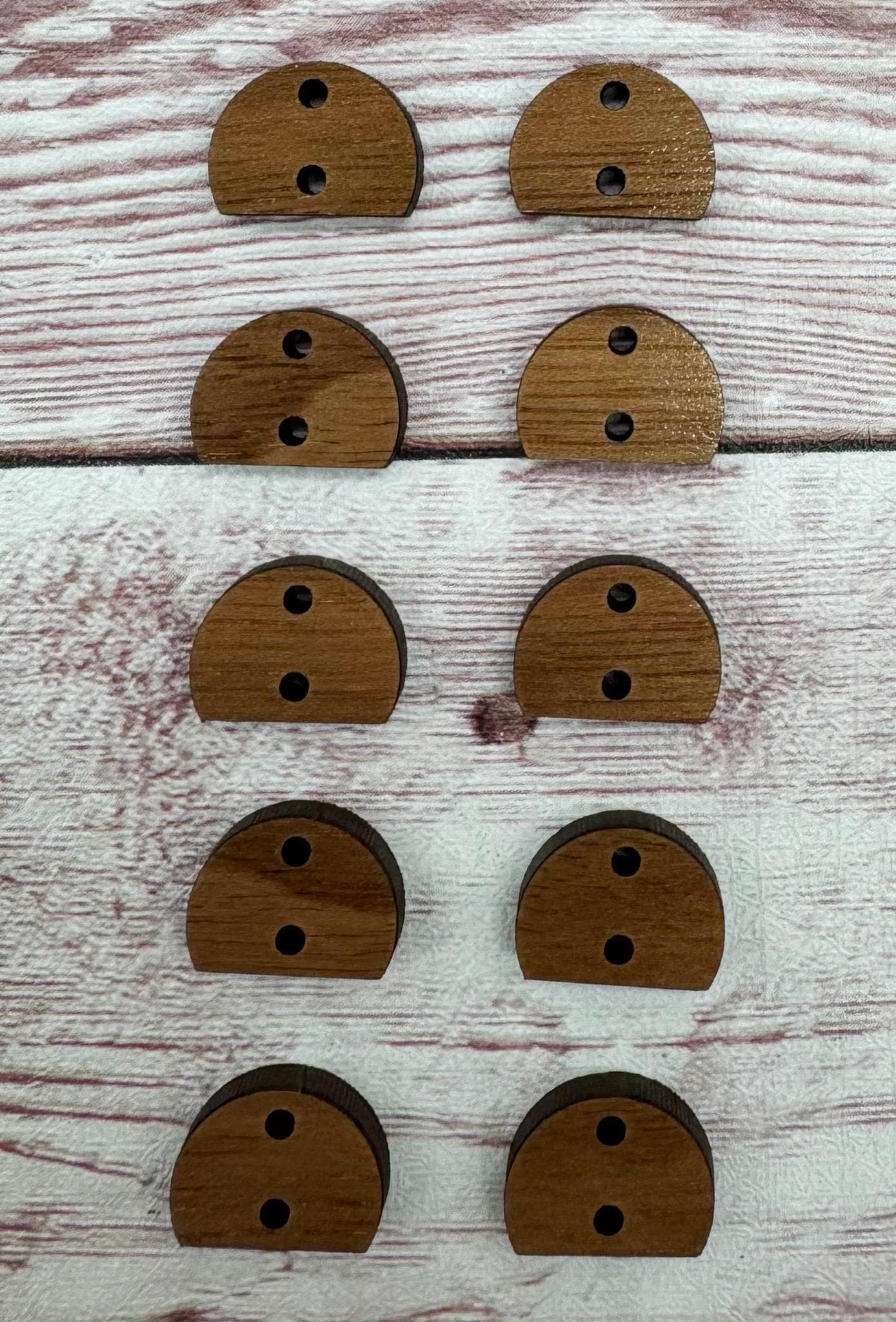 Wood Semi Circle Earring Connectors Set of 5 Pair, Finished Walnut Blank, DIY Jewelry Making