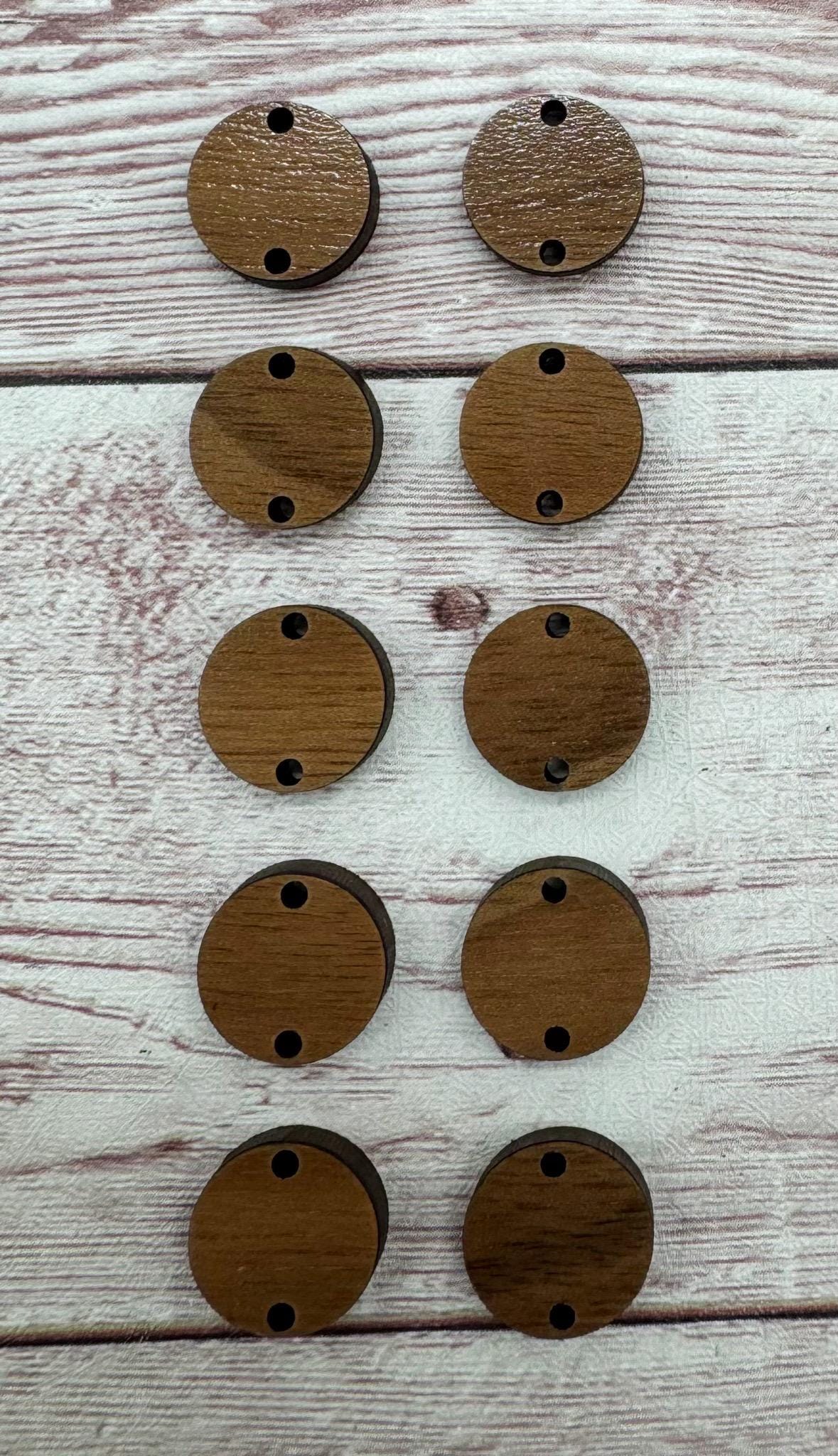 Wood Circle Earring Connectors Set of 5 Pair, Finished Walnut Blank, DIY Jewelry Making
