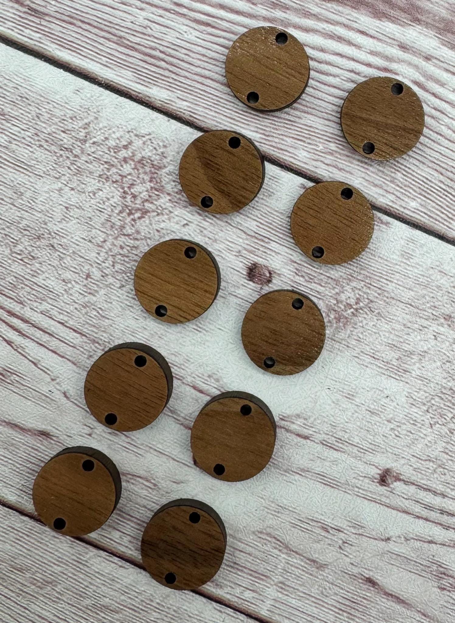 Wood Circle Earring Connectors Set of 5 Pair, Finished Walnut Blank, DIY Jewelry Making