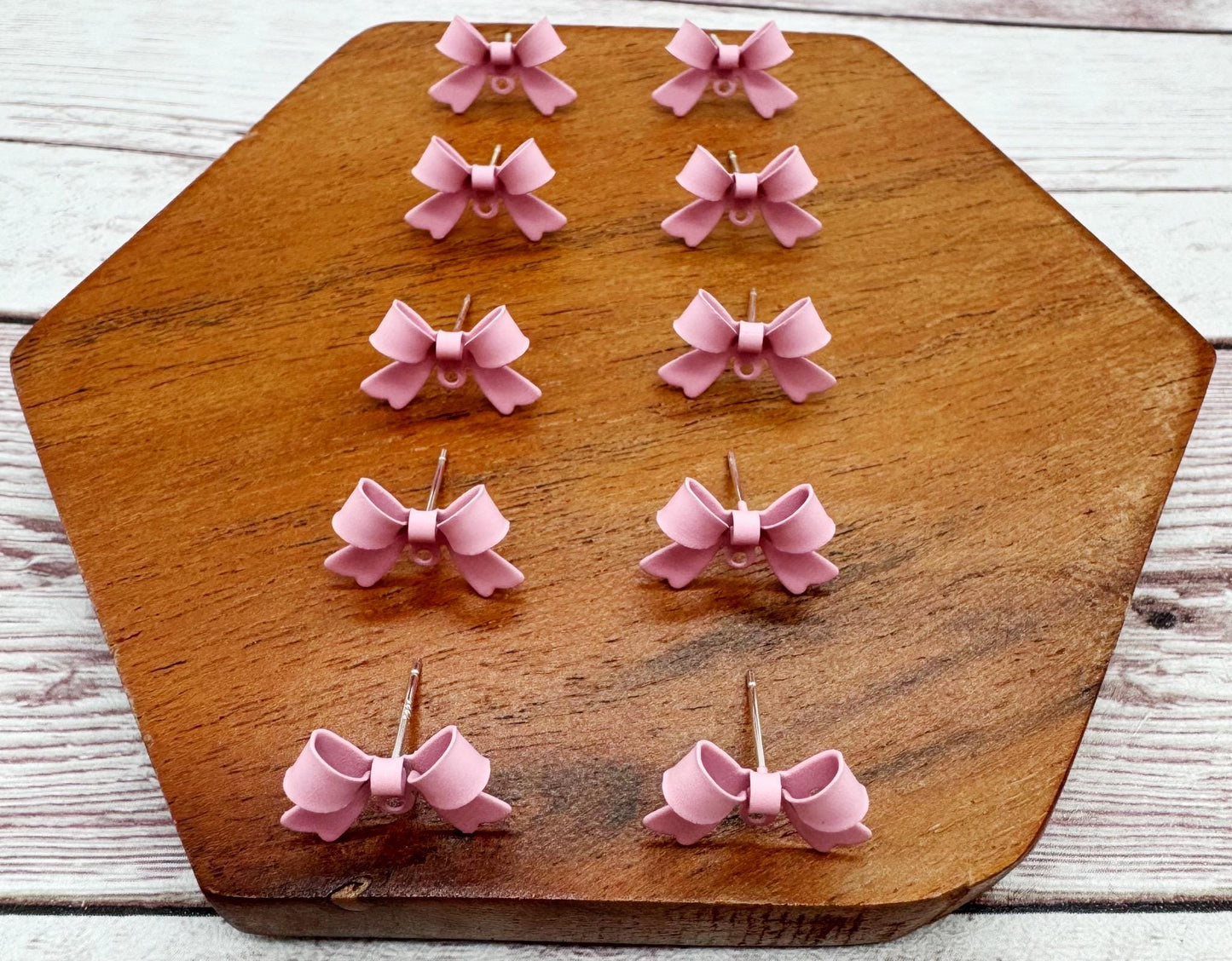 Light Pink Bow Stud Connectors, Jewelry Making, Earring Findings, Set of 5 Pair, DIY Jewelry Making