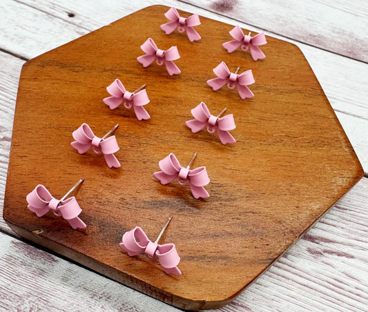 Light Pink Bow Stud Connectors, Jewelry Making, Earring Findings, Set of 5 Pair, DIY Jewelry Making