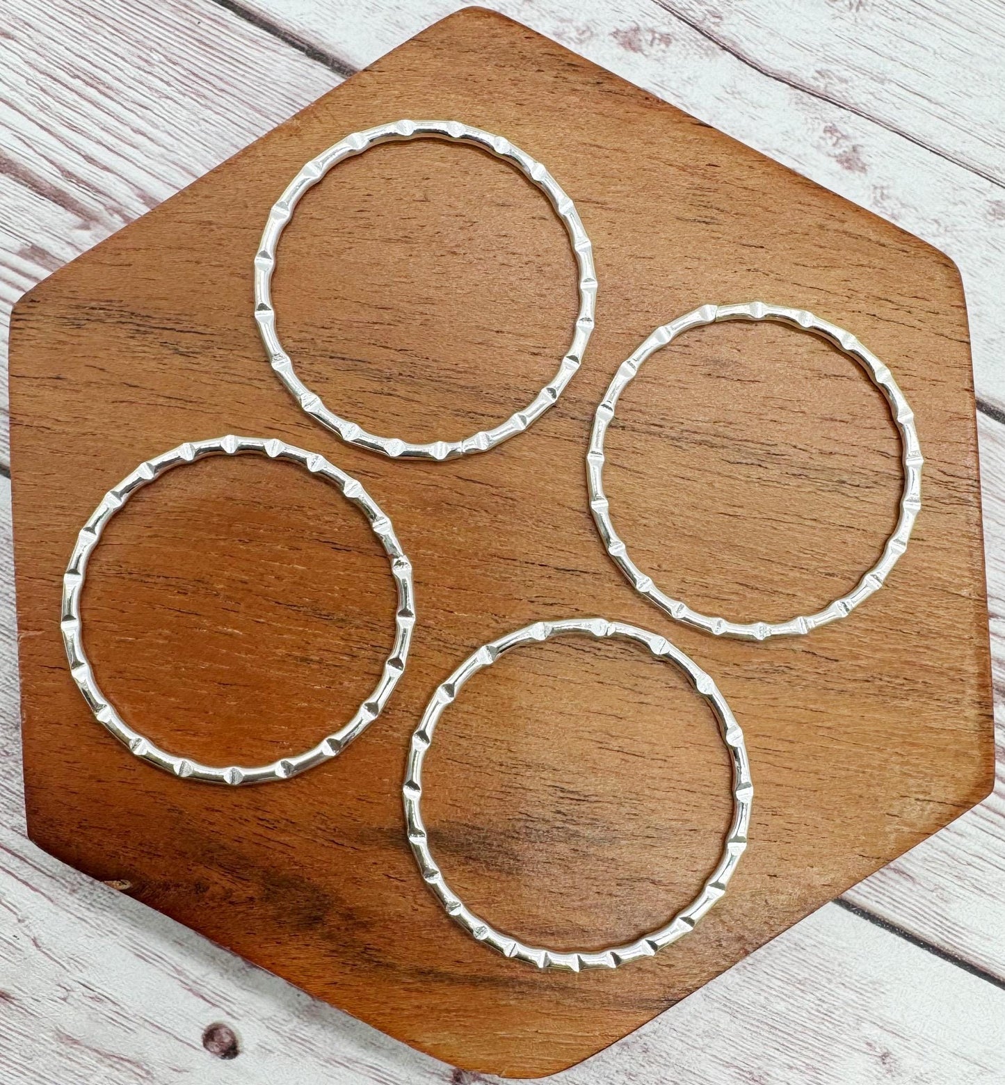 Set of 2 Pair Knobbed Silver Iron Hoop Earring Blanks, 35mm, Earring Findings, DIY Jewelry Making