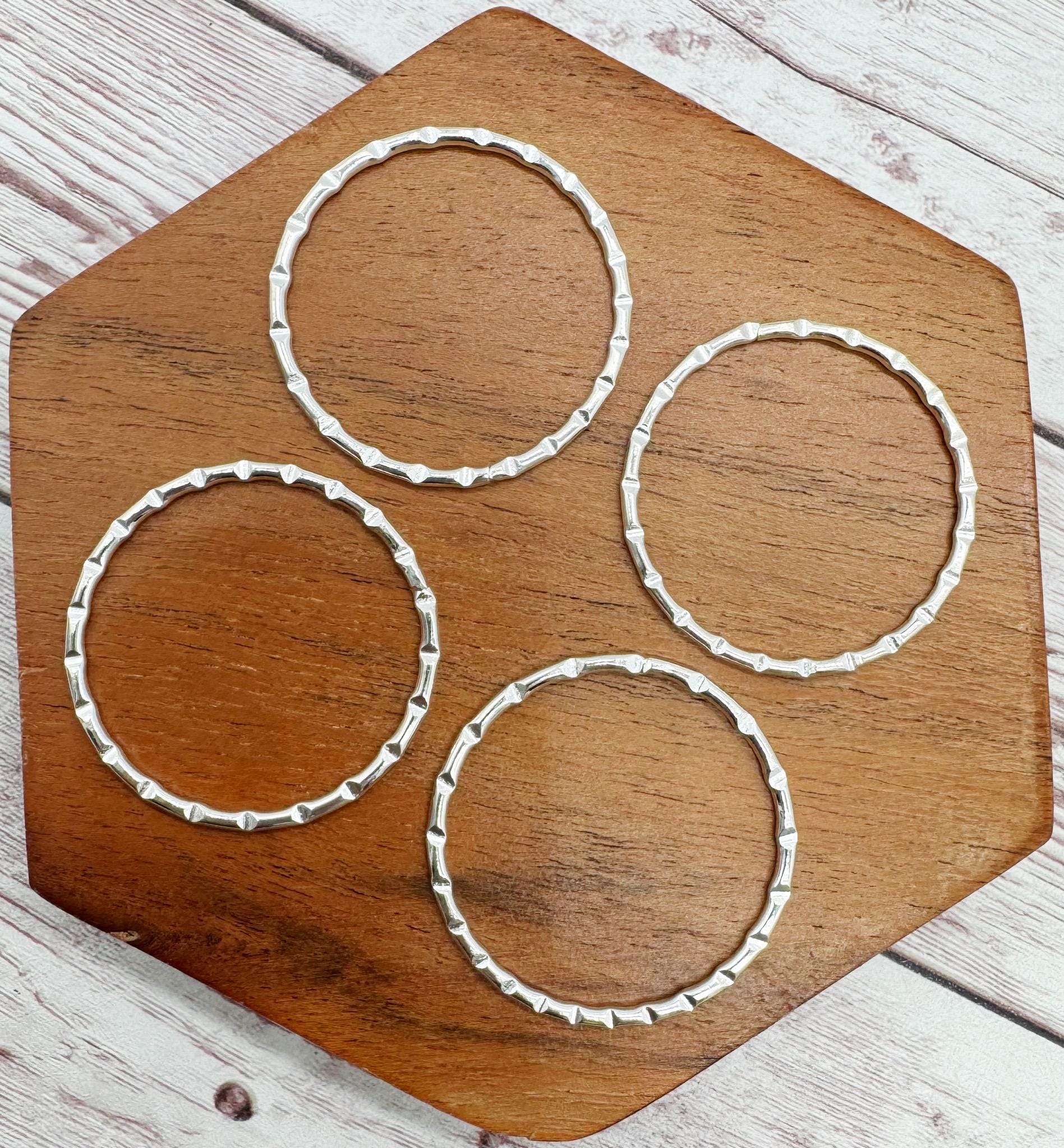 Set of 2 Pair Knobbed Silver Iron Hoop Earring Blanks, 35mm, Earring Findings, DIY Jewelry Making
