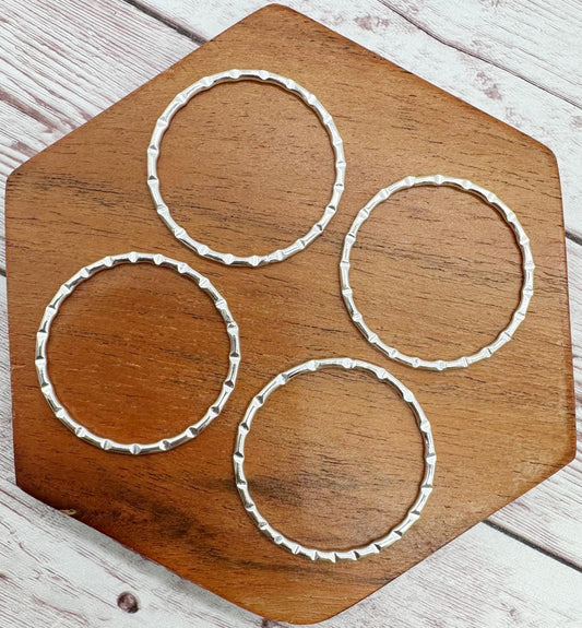 Set of 2 Pair Knobbed Silver Iron Hoop Earring Blanks, 35mm, Earring Findings, DIY Jewelry Making