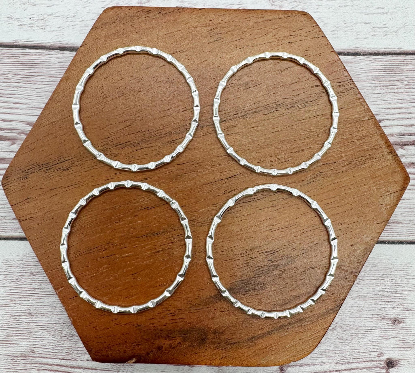 Set of 2 Pair Knobbed Silver Iron Hoop Earring Blanks, 35mm, Earring Findings, DIY Jewelry Making