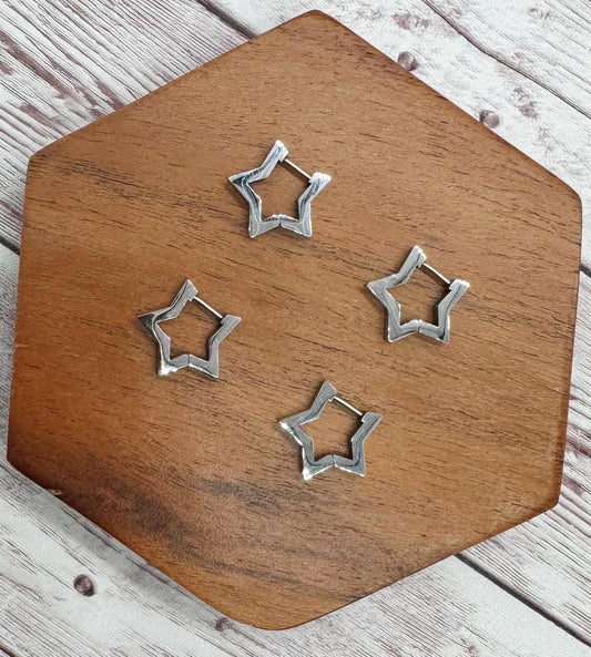 Set of 2 Pair Star Huggie, 304 Stainless Steel Tarnish Resistant, Earring Findings, DIY Jewelry Making