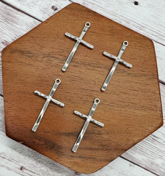 Alloy Platinum Cross Earring Charms, Earring Blanks, 37x21mm, Earring Findings, DIY Jewelry Making