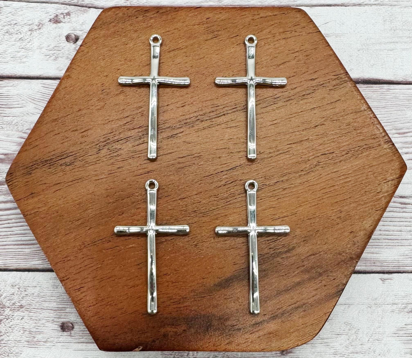 Alloy Platinum Cross Earring Charms, Earring Blanks, 37x21mm, Earring Findings, DIY Jewelry Making