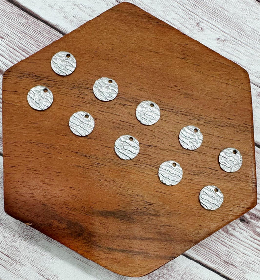 Set of 5 Pair Mini Stainless Steel Silver Textured Round Earring Charms, 10.5mm, Earring Findings, DIY Jewelry Making