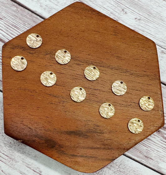 Set of 5 Pair Mini Stainless Steel Rose Gold Textured Round Earring Charms, 10.5mm, Earring Findings, DIY Jewelry Making