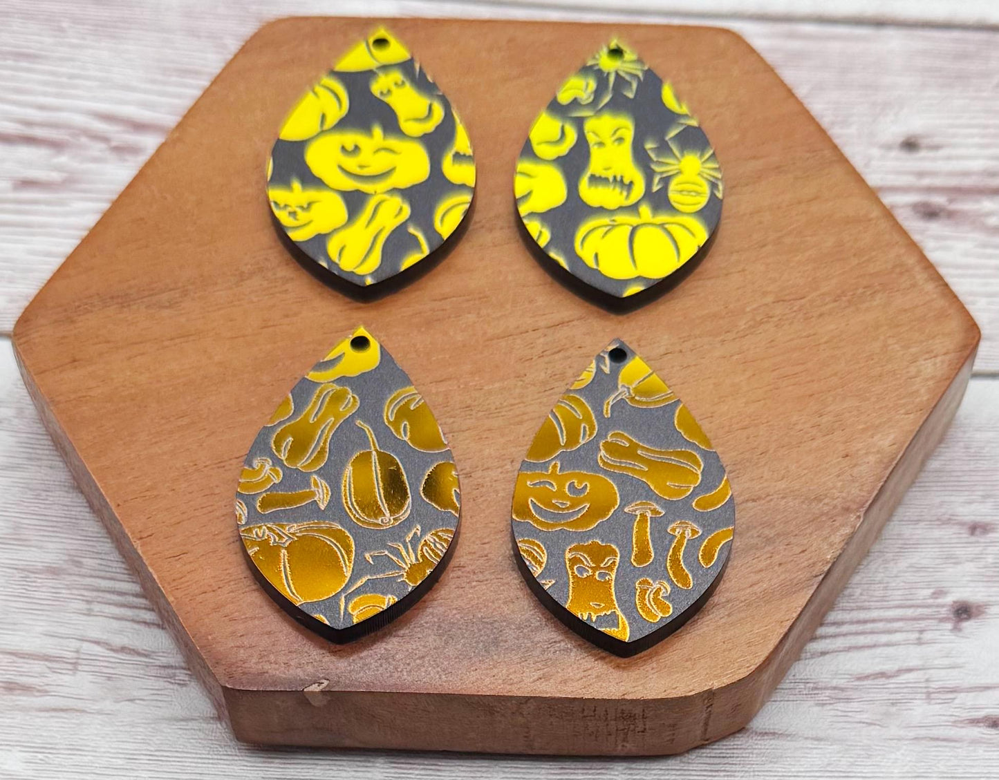 Halloween Print Iridescent Acrylic Teardrop Earring Blanks, DIY Jewelry Making