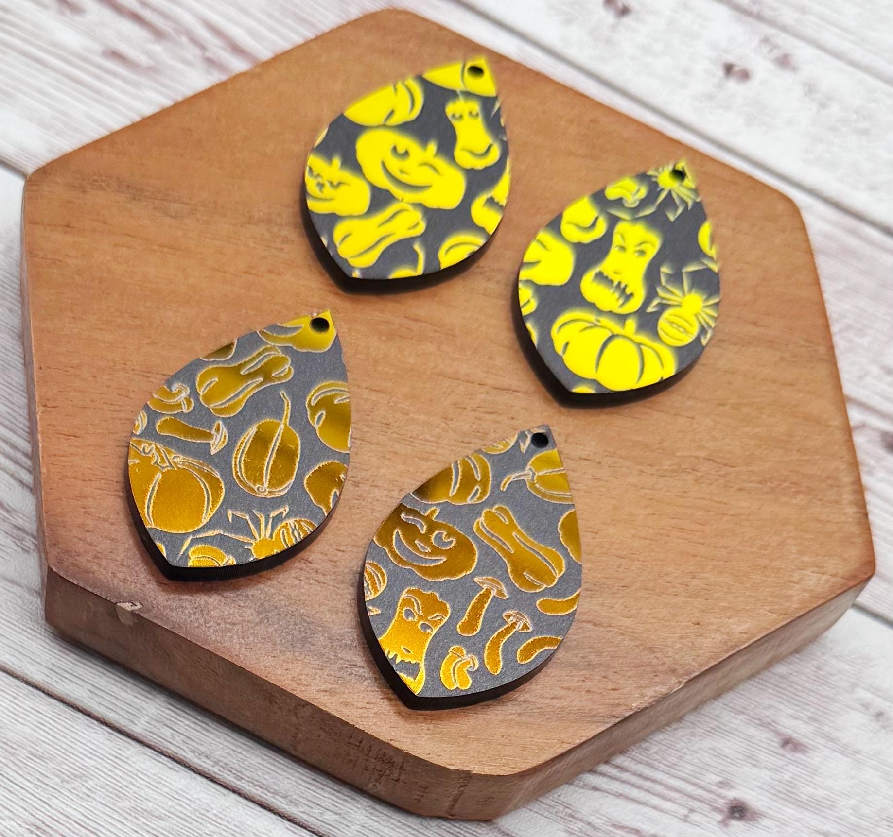Halloween Print Iridescent Acrylic Teardrop Earring Blanks, DIY Jewelry Making