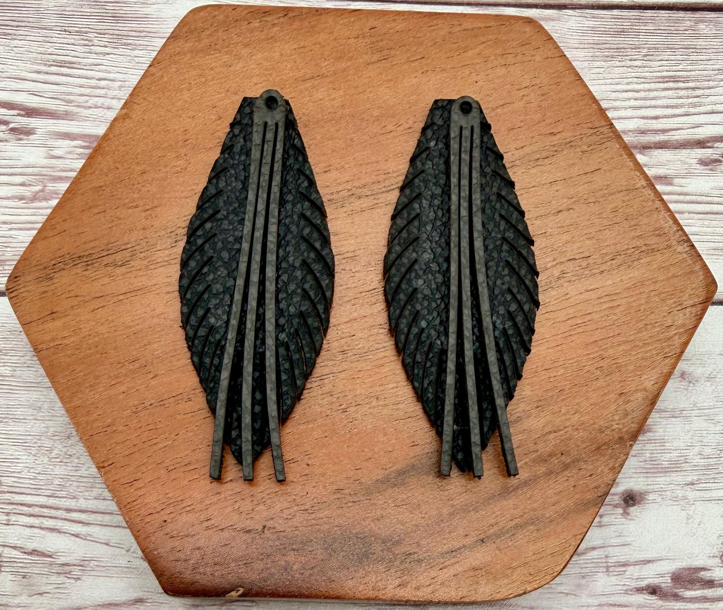 Layered Black and Grey Fringe Vegetable Tanned Leather Set, Earring Blanks, DIY Jewelry Making