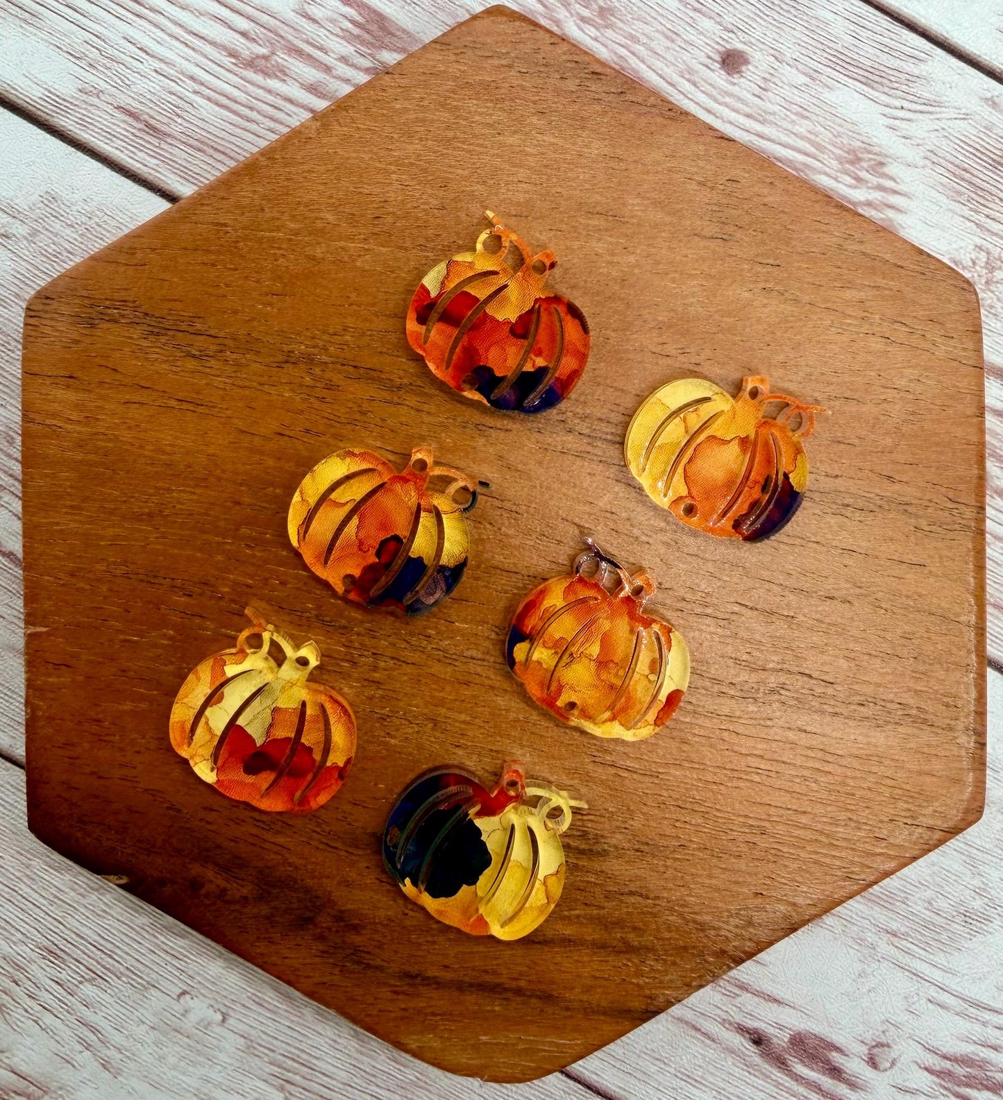 Fall Swirl Acrylic Stacked Pumpkin Trio Fall Halloween Set Earring Blanks, DIY Jewelry Making