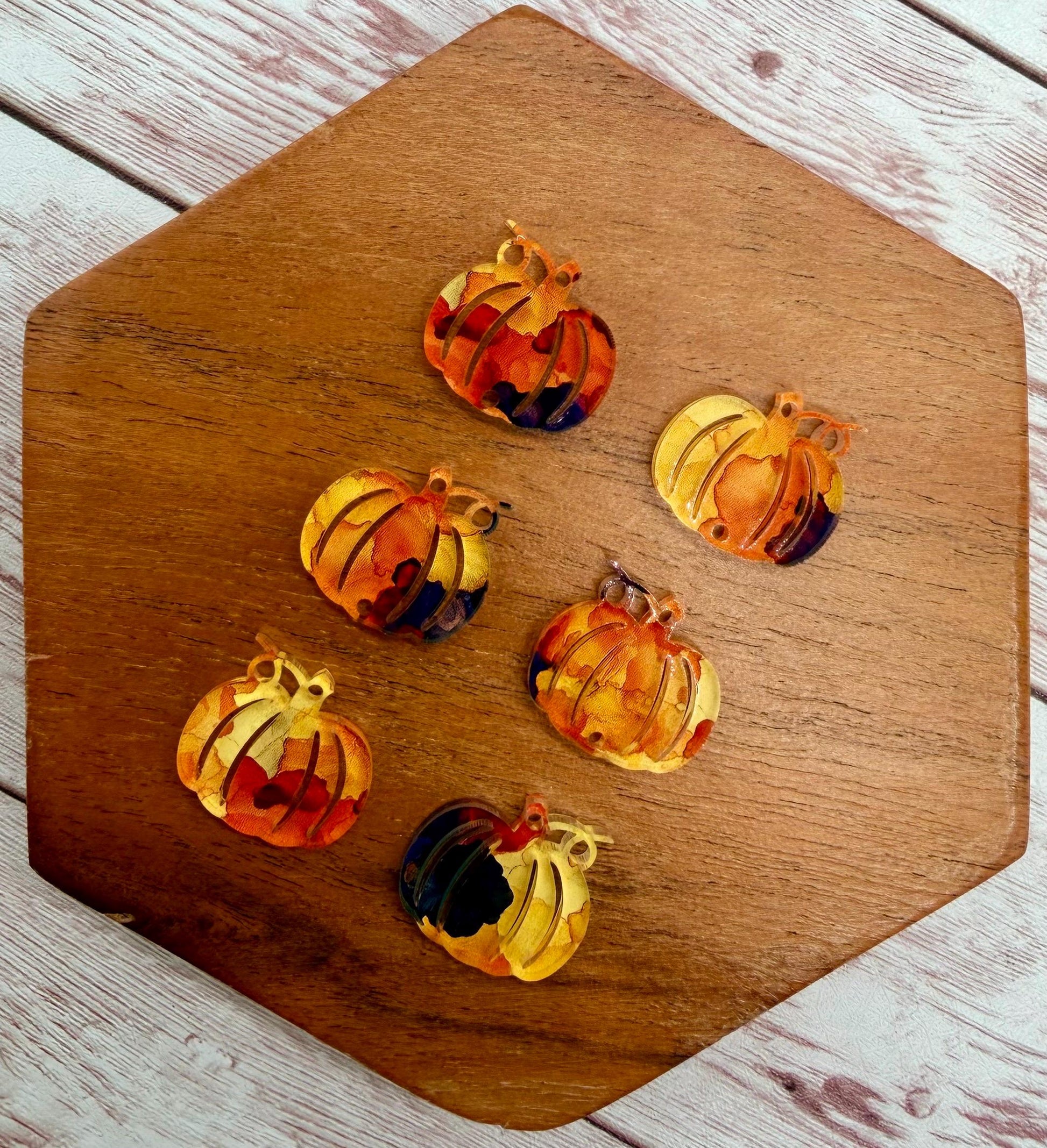 Fall Swirl Acrylic Stacked Pumpkin Trio Fall Halloween Set Earring Blanks, DIY Jewelry Making